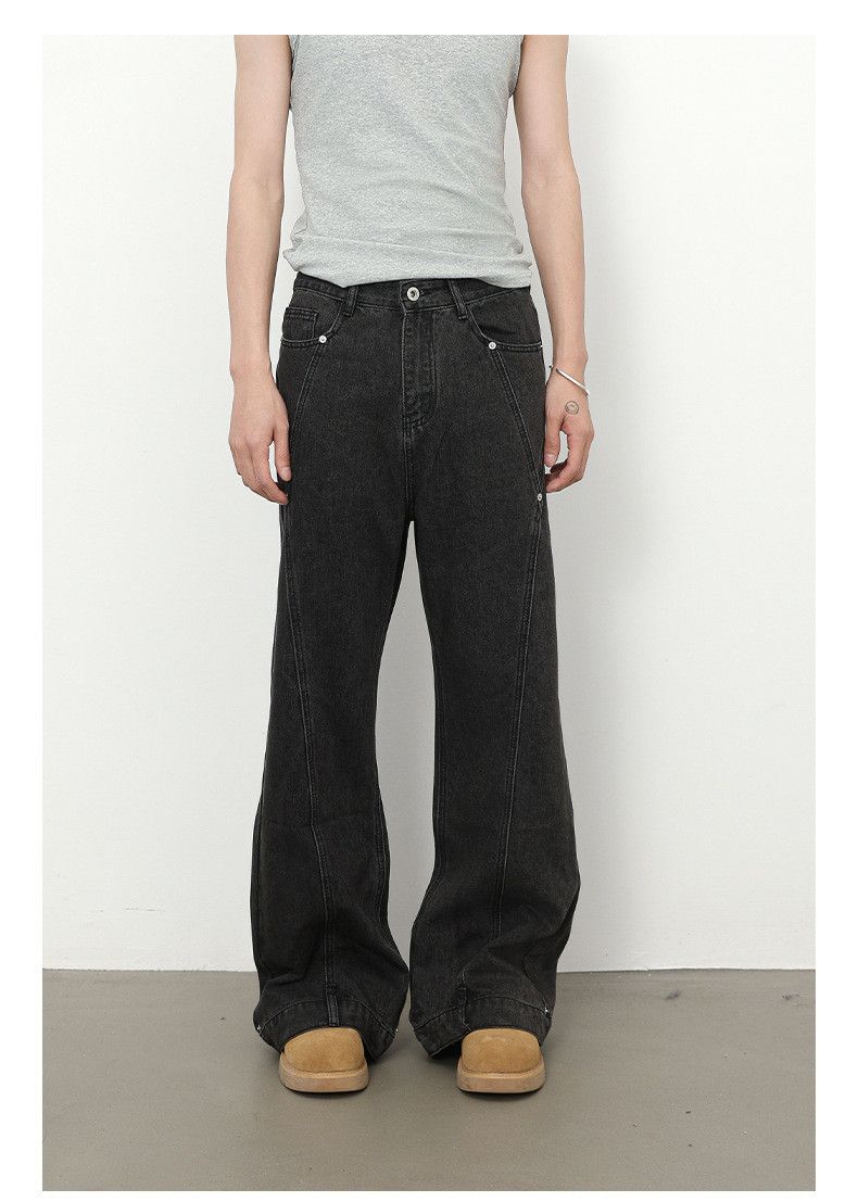 Japanese Brand × Jean Trendy retro patchwork loose flared straight jeans Size US 32 / EU 48 - 1 Thumbnail