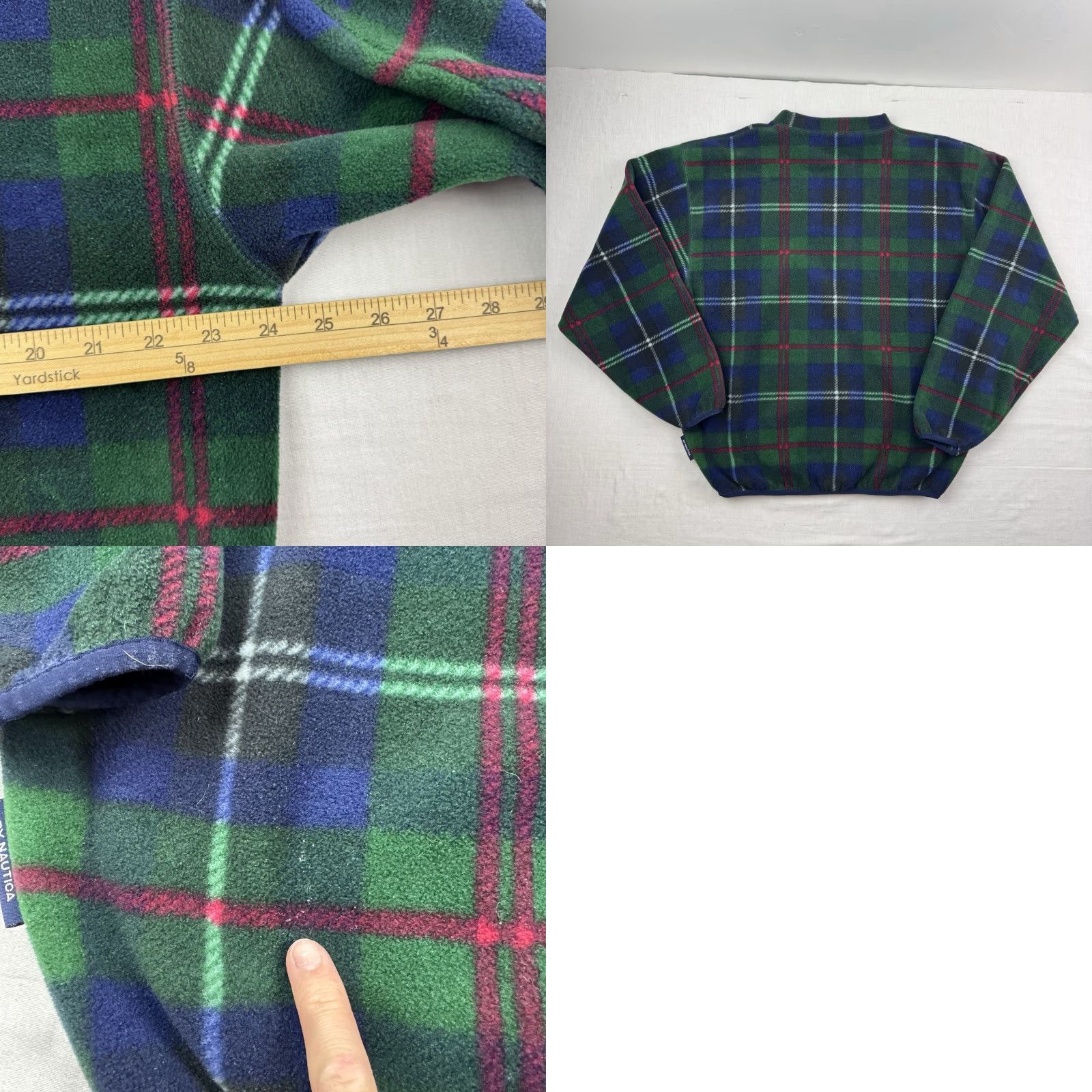 Nautica VINTAGE Nautica Fleece Pullover Jacket Mens Adult Medium Plaid 90s Green Nautica Size US M / EU 48-50 / 2 - 8 Thumbnail