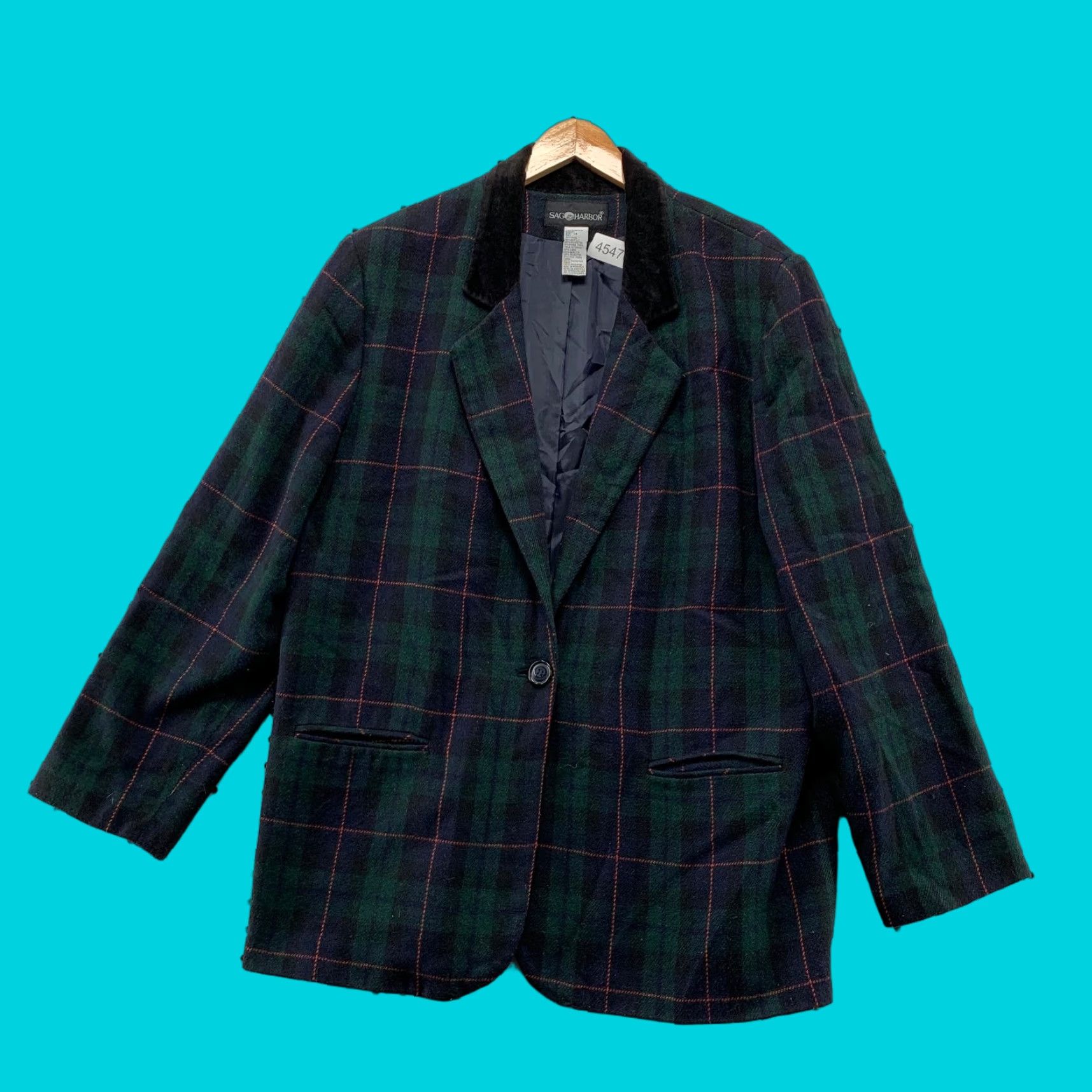 Vintage VINTAGE Sag Harbor Blazer Wool Plaid Green Womens Size 18 Jacket Single-Breasted Notch Lapel Dressy Business Casual 1 Piece Size XXL / US 16-18 / IT 52-54 - 1 Thumbnail