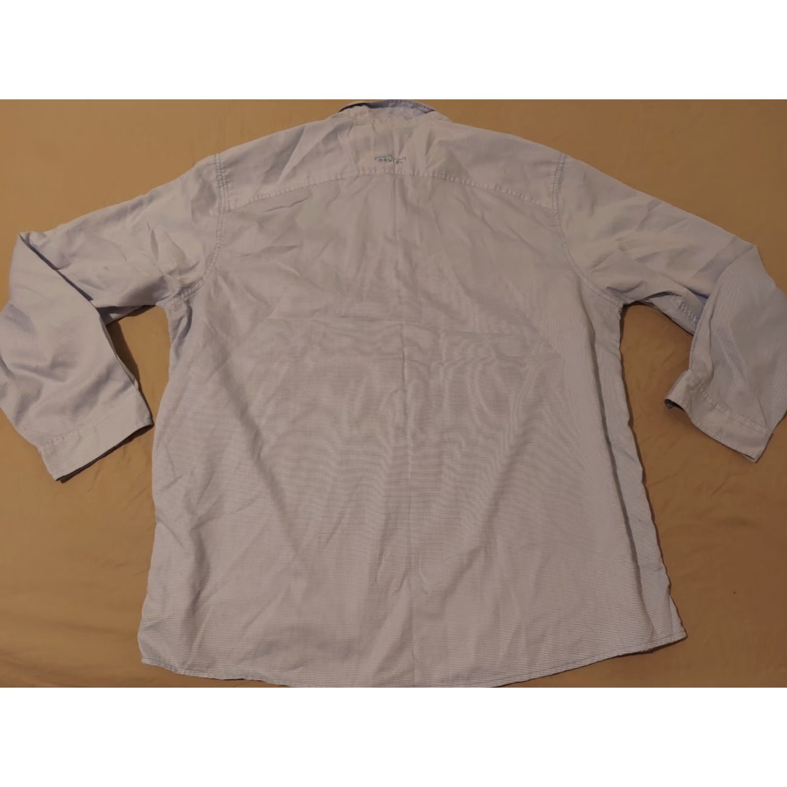 Orvis Orvis Mens Dress Shirt XL Blue Button Cotton Long Sleeve Collared Button-Up Classic Pockets Regular Adult Mens Size 46R - 6 Thumbnail