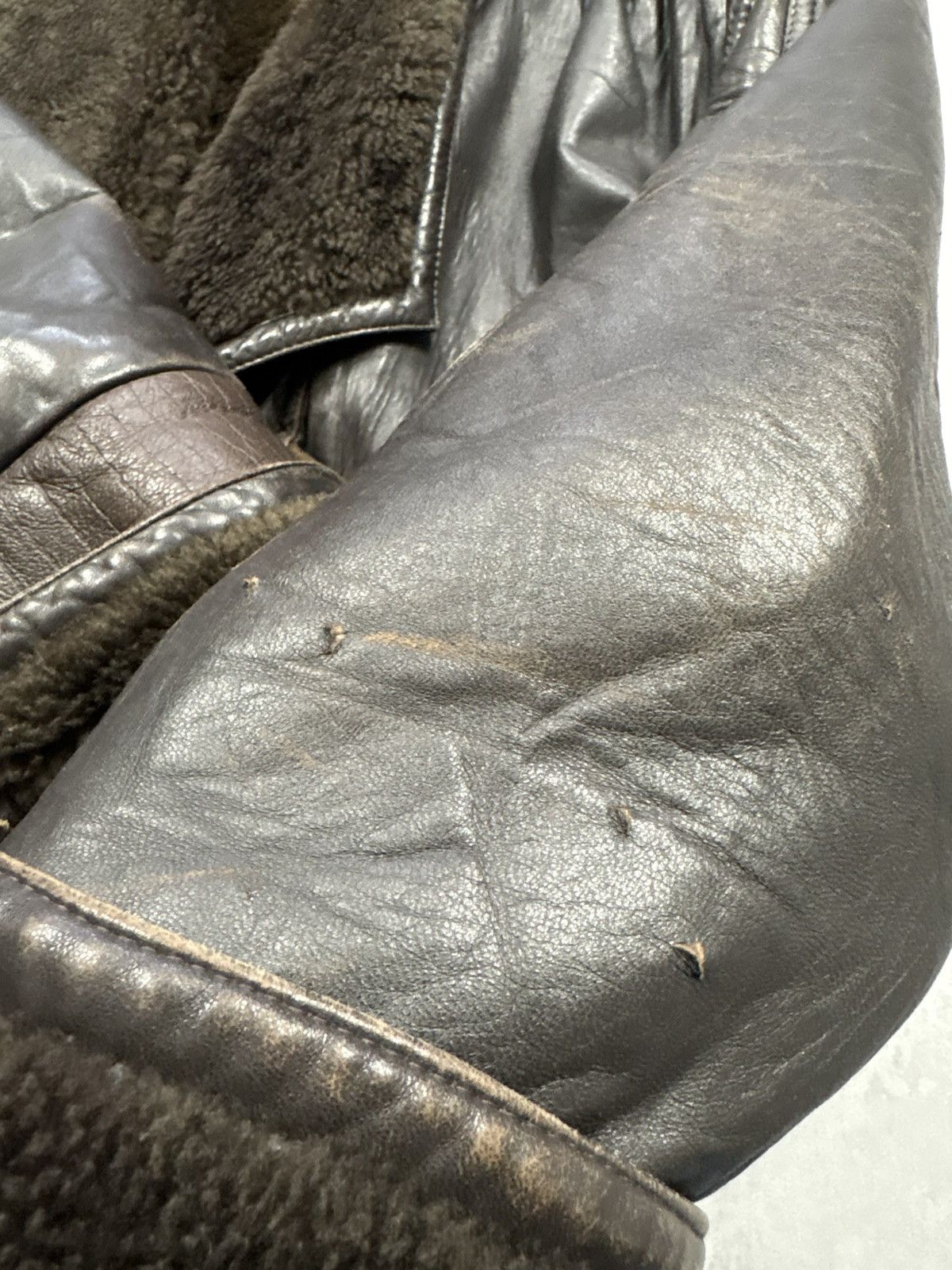 Vintage Vintage Italian Leather Shearling Jacket Aviator Brown Biker Size US M / EU 48-50 / 2 - 10 Thumbnail