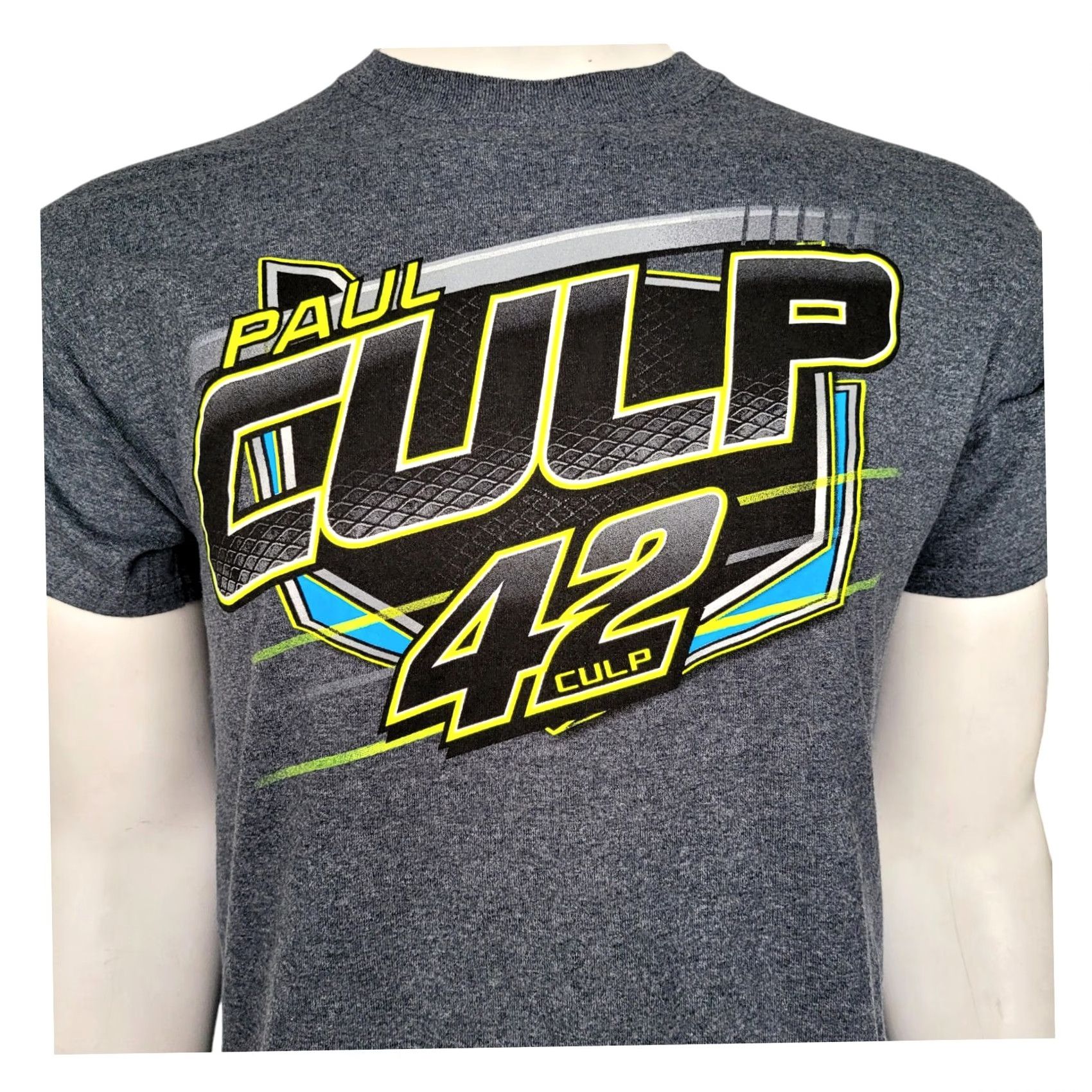 Gildan VINTAGE Gildan Dark Gray Paul Culp Racing T-Shirt M #42 Race Car Graphic Tee Unisex Adults Short Sleeve Crew Neck Cotton 50/50 Vintage Size US M / EU 48-50 / 2 - 6 Thumbnail