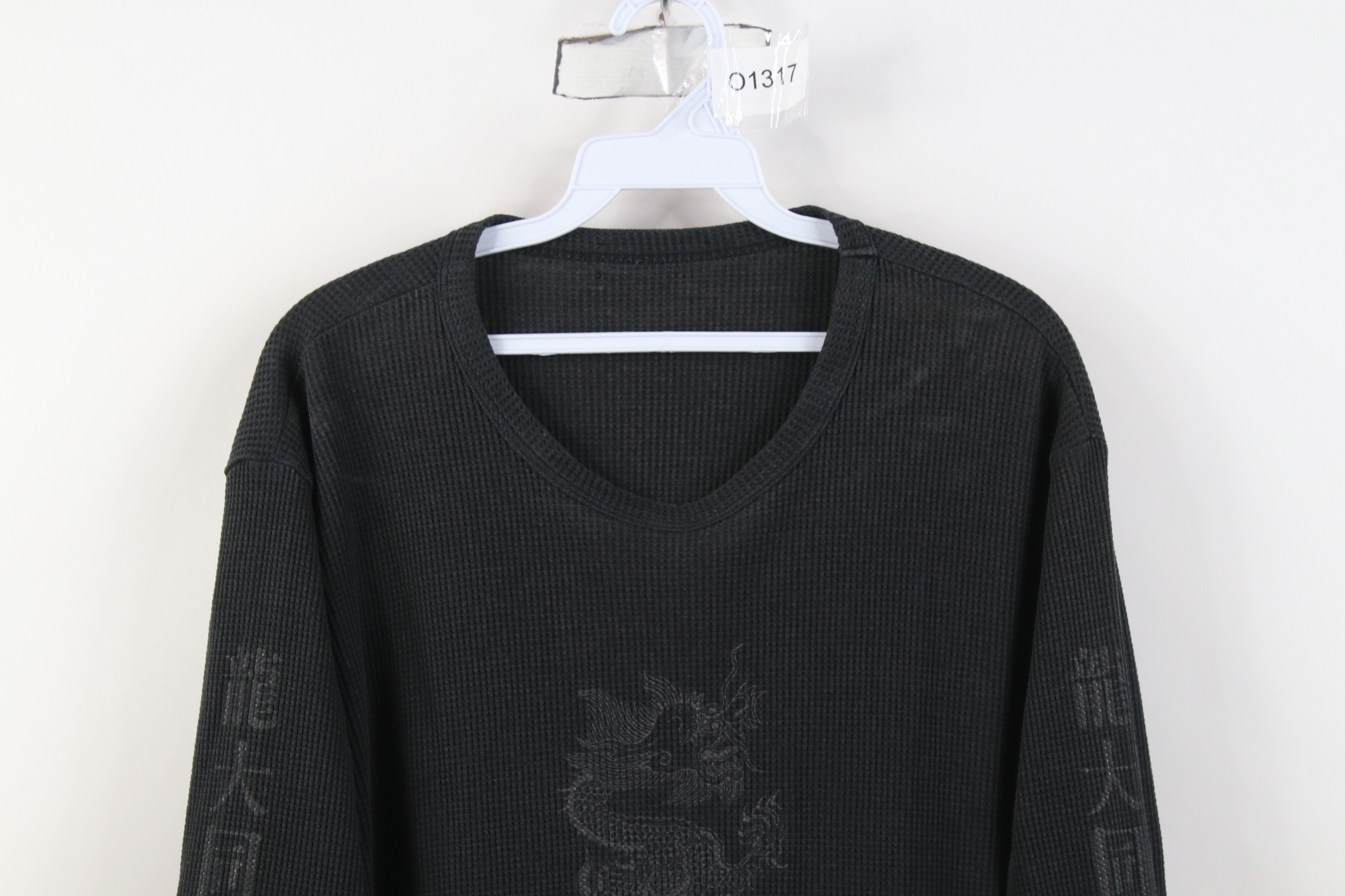 Vintage Vintage 90s Y2K Streetwear Dragon Waffle Knit T-Shirt Size US L / EU 52-54 / 3 - 2 Thumbnail