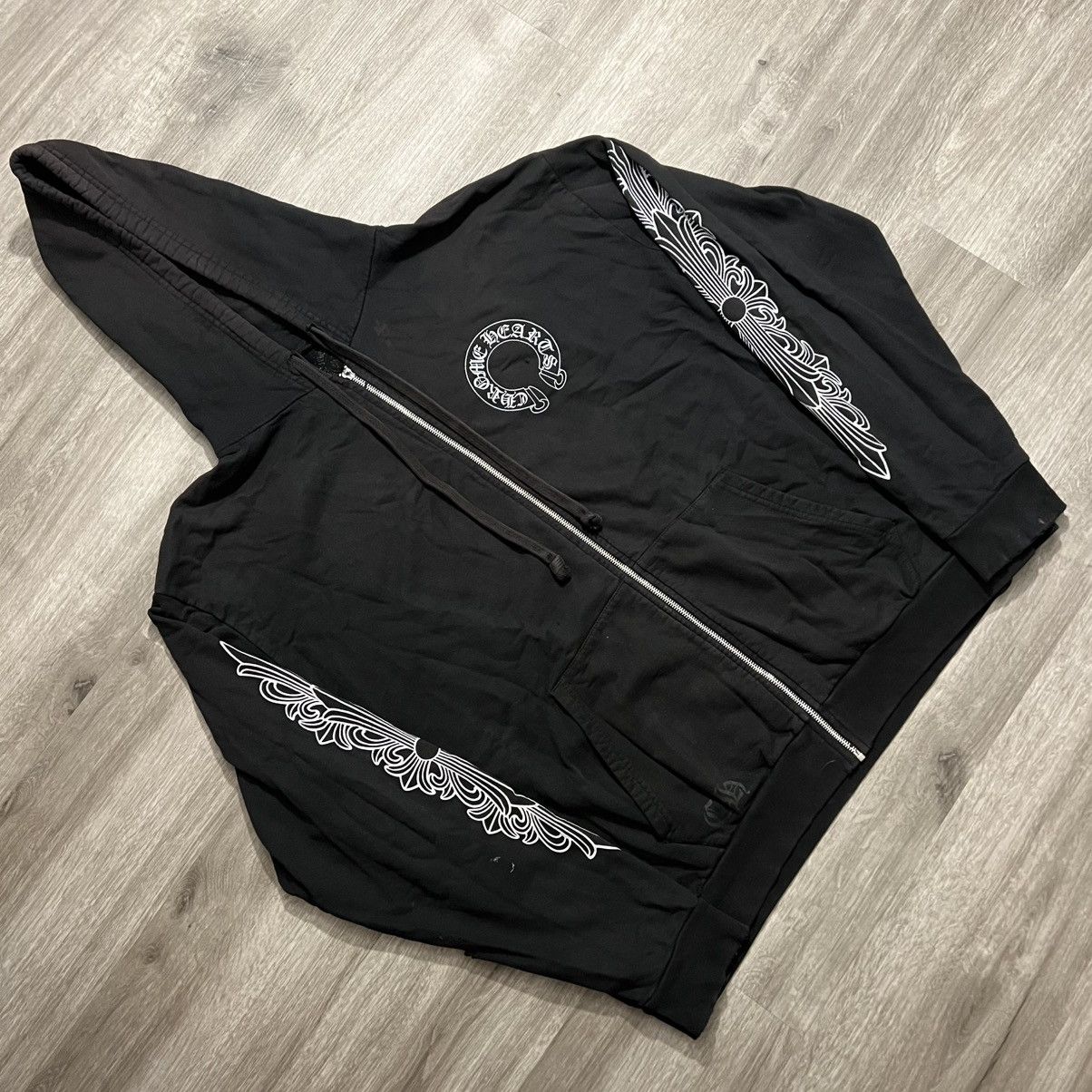 Chrome Hearts Horseshoe Floral Zip Up Hoodie | Grailed