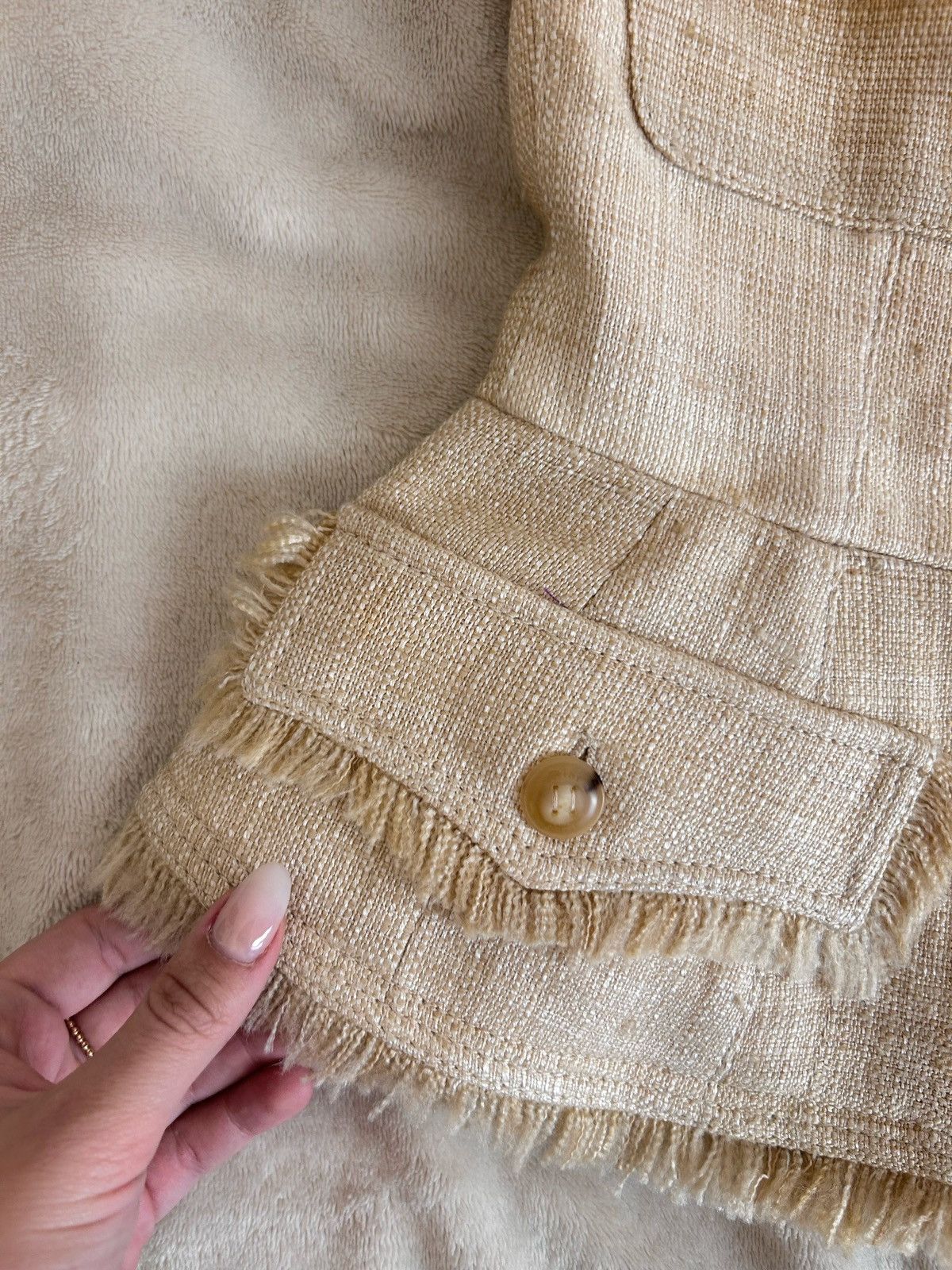 Dior × John Galliano Dior Vintage (2011) Off the Shoulder Bar Vest - Beige Tweed Size XS / US 0-2 / IT 36-38 - 6 Thumbnail