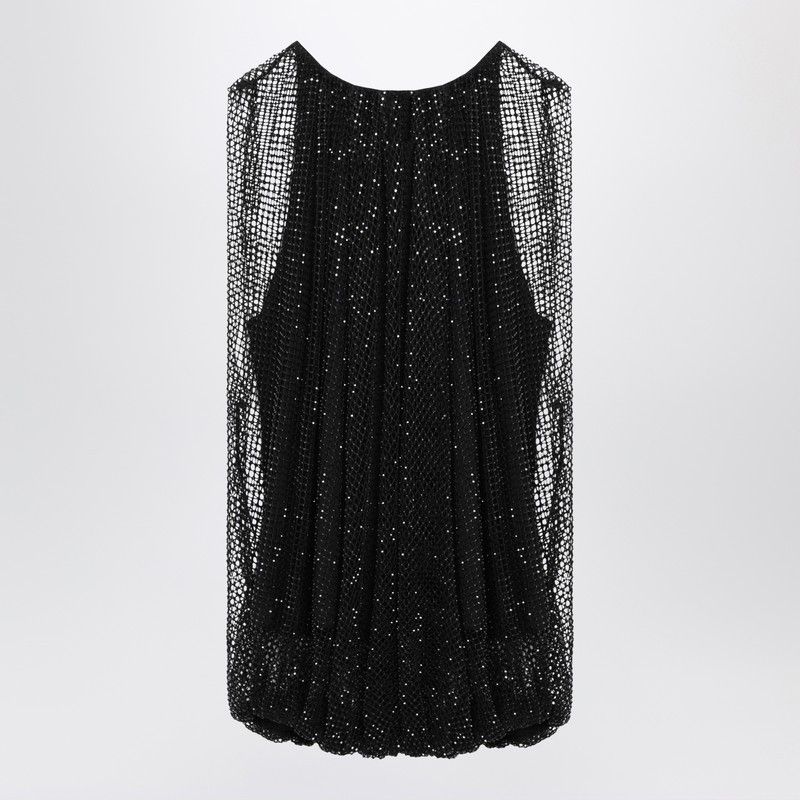 Sportmax Sportmax Black Mesh Top With Crystals Size S / US 4 / IT 40 - 1 Thumbnail