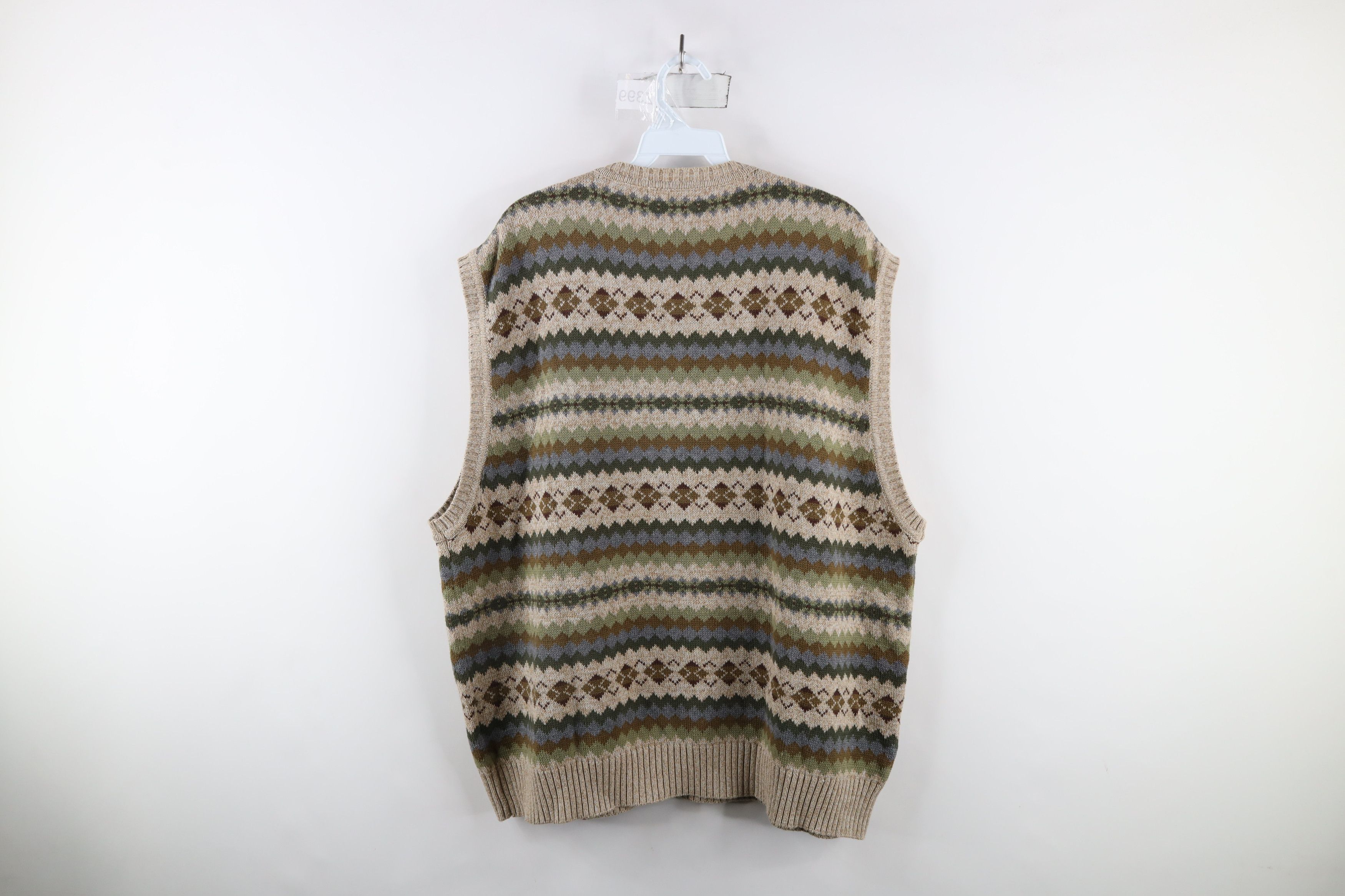 Vintage Vintage 90s Streetwear Fair Isle Knit Sweater Vest Cotton Size US XXL / EU 58 / 5 - 6 Thumbnail