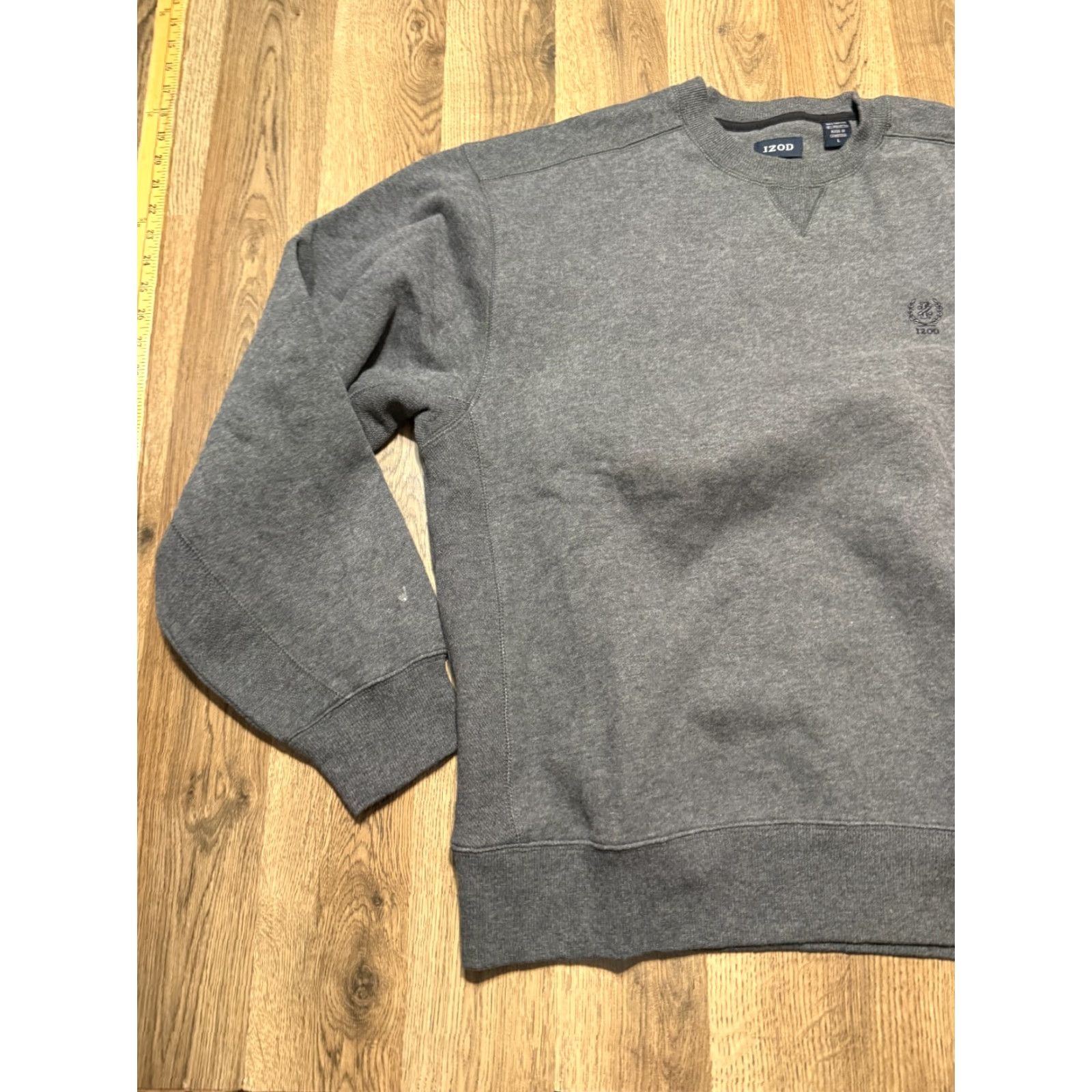 Izod IZOD Sweater Mens Large Gray Pullover Crewneck Long Sleeve Cotton Knit Solid Logo Size US L / EU 52-54 / 3 - 3 Thumbnail