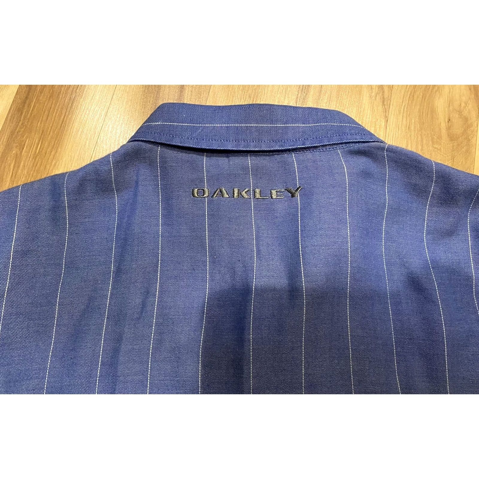 Oakley Oakley Men’s Striped Short Sleeved Button-Up Shirt Blue Embroidered M Size US M / EU 48-50 / 2 - 2 Thumbnail