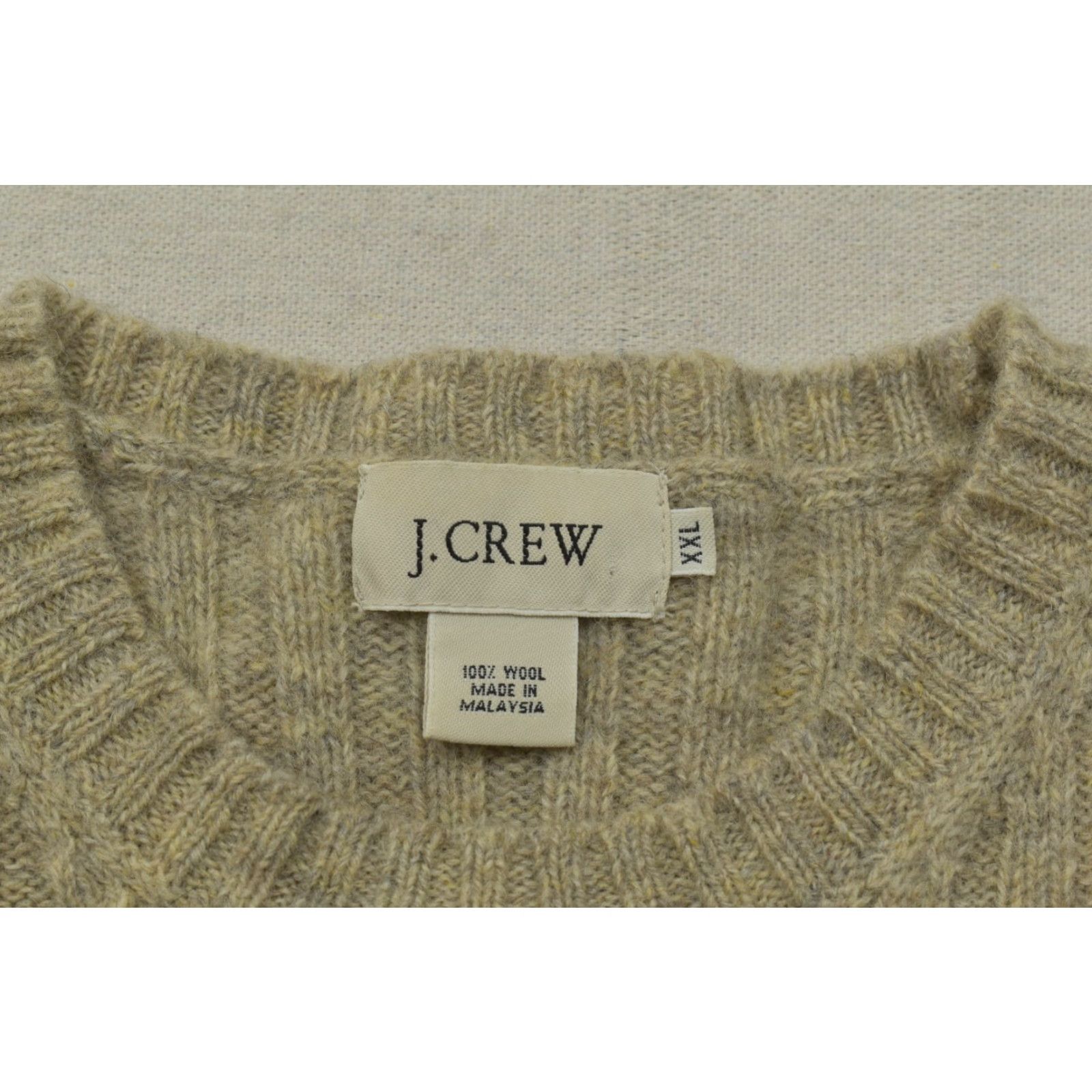 J.Crew J.CREW Men's Knit Pullover Sweater 2XL Beige 100% Wool Regular Long Sleeve Knit Solid Fall Winter Spring Mens Size US XXL / EU 58 / 5 - 7 Thumbnail