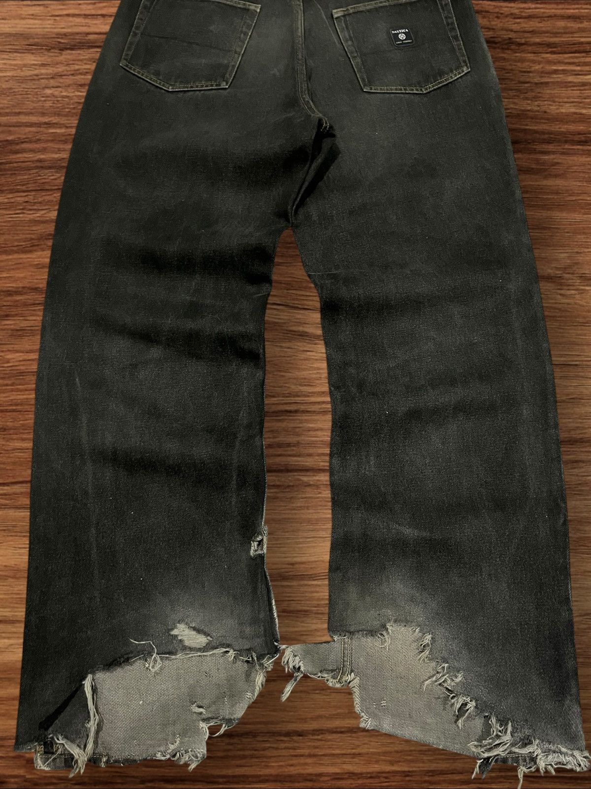 Le Grande Bleu (L.G.B.) × Nautica ⚡️Baggy⚡️Sick Nautica Grunge Style Distressed Frayed Leg Jeans Size US 32 / EU 48 - 11 Thumbnail
