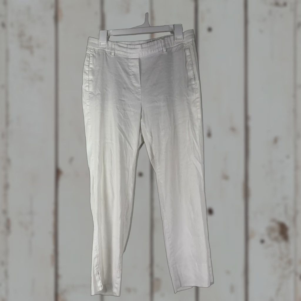 J. Jill J Jill Linen Stretch White Pull On Cropped Pants Womens Size M Size 32" / US 10 / IT 46 - 1 Thumbnail