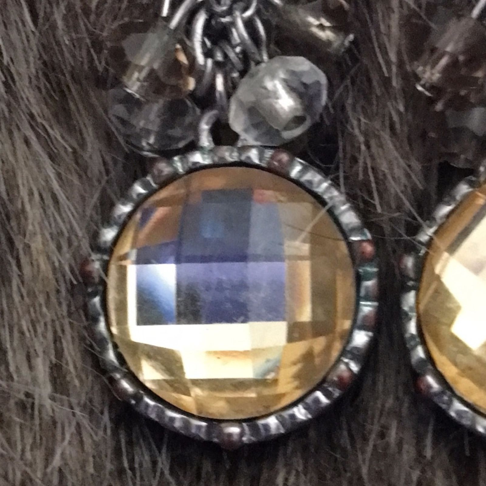 Jewelry Gold faceted glass fish hook dangle earrings Size ONE SIZE - 2 Thumbnail