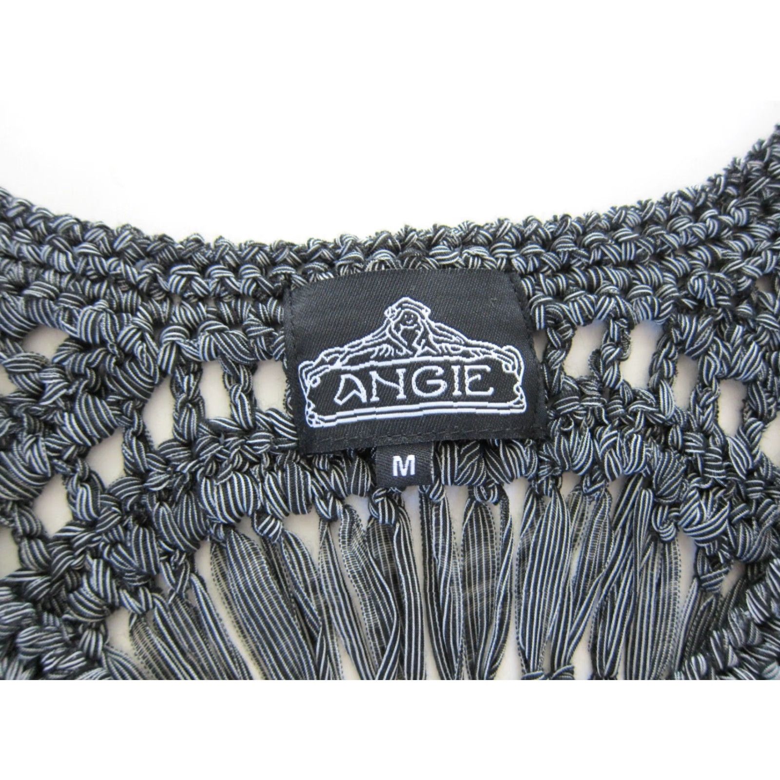 Vintage Angie Grey Cable Knit Crochet Cap Sleeve Blouse Woman Medium Knit Blouse Size M / US 6-8 / IT 42-44 - 4 Thumbnail