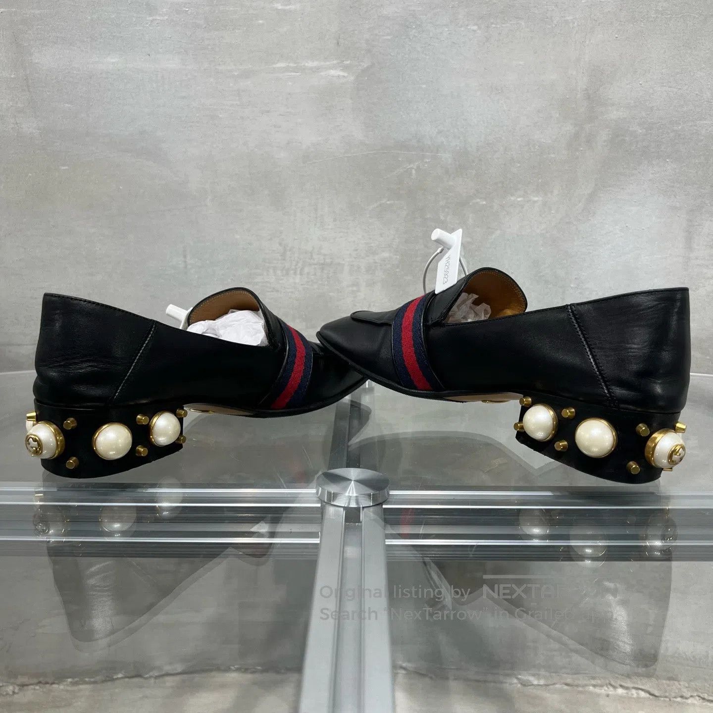 Gucci Guicci Black double-G pearl loafer shoes Size US 6.5 / IT 36.5 - 5 Thumbnail