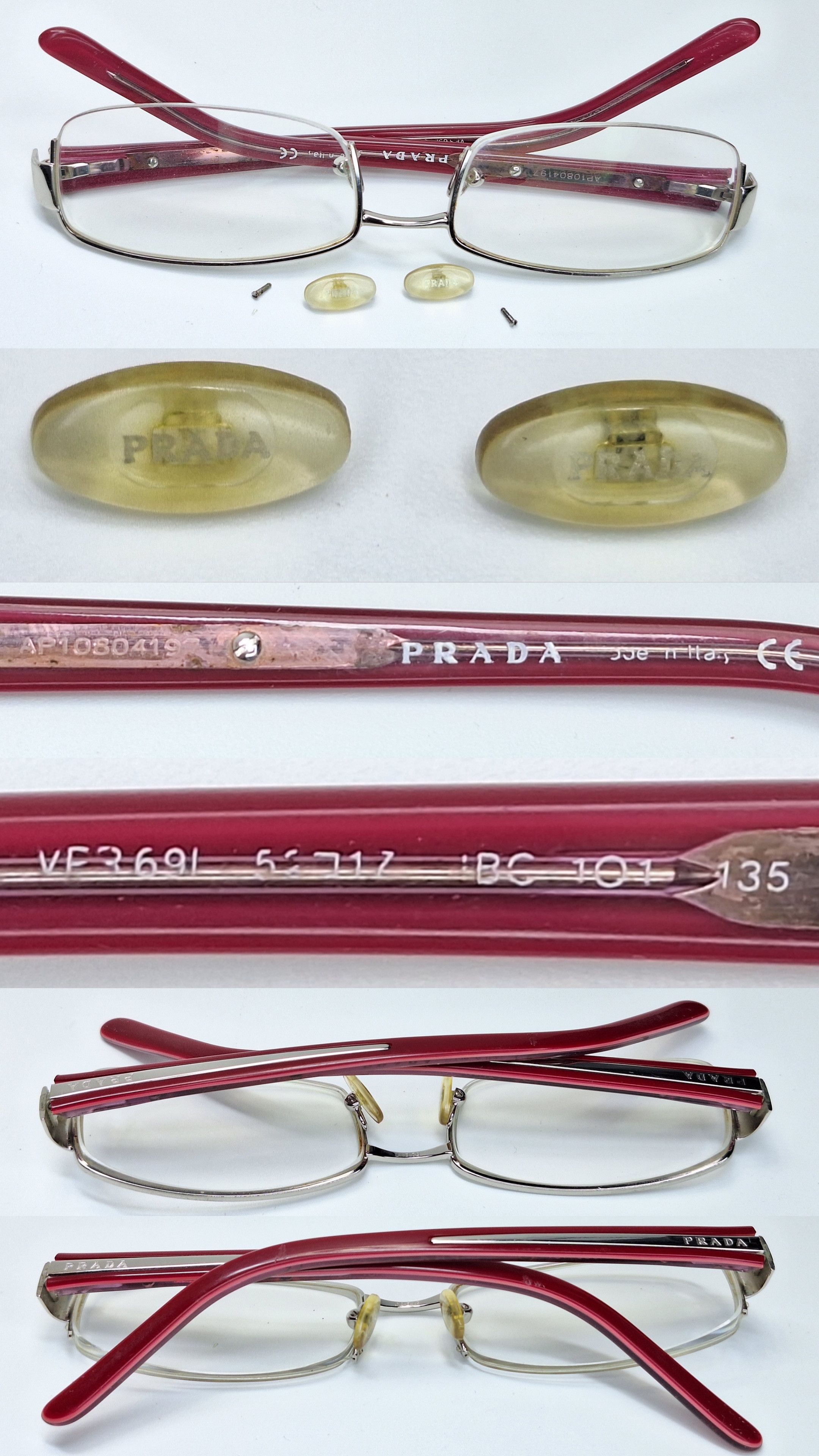 Prada Prada VPR 691 BC-101 Italy Semi-Rimless Vintage Eyeglass Size ONE SIZE - 9 Thumbnail