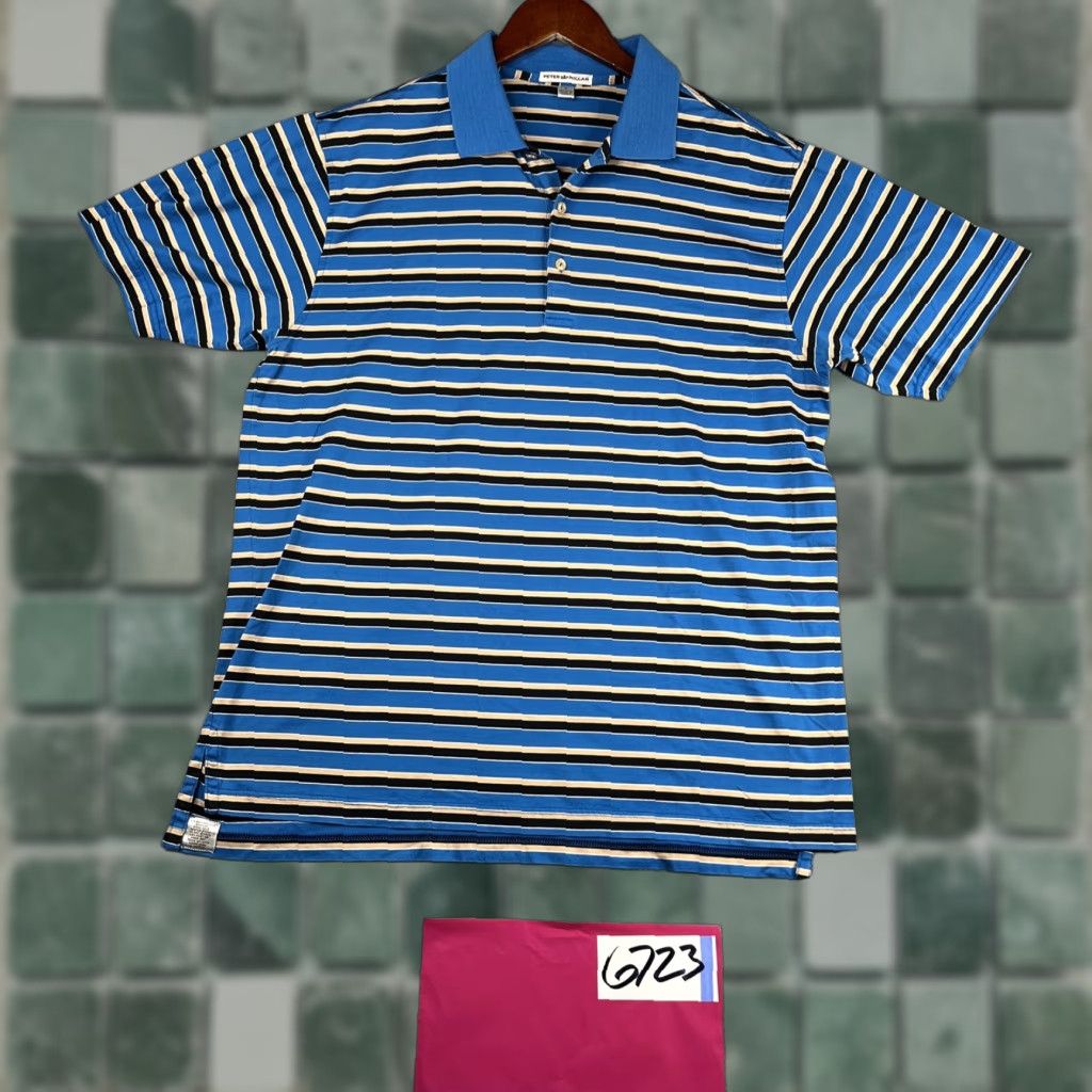 Peter Millar Peter Millar Polo Shirt Large Blue Striped Casual Preppy Lightweight Mens Size US L / EU 52-54 / 3 - 1 Thumbnail