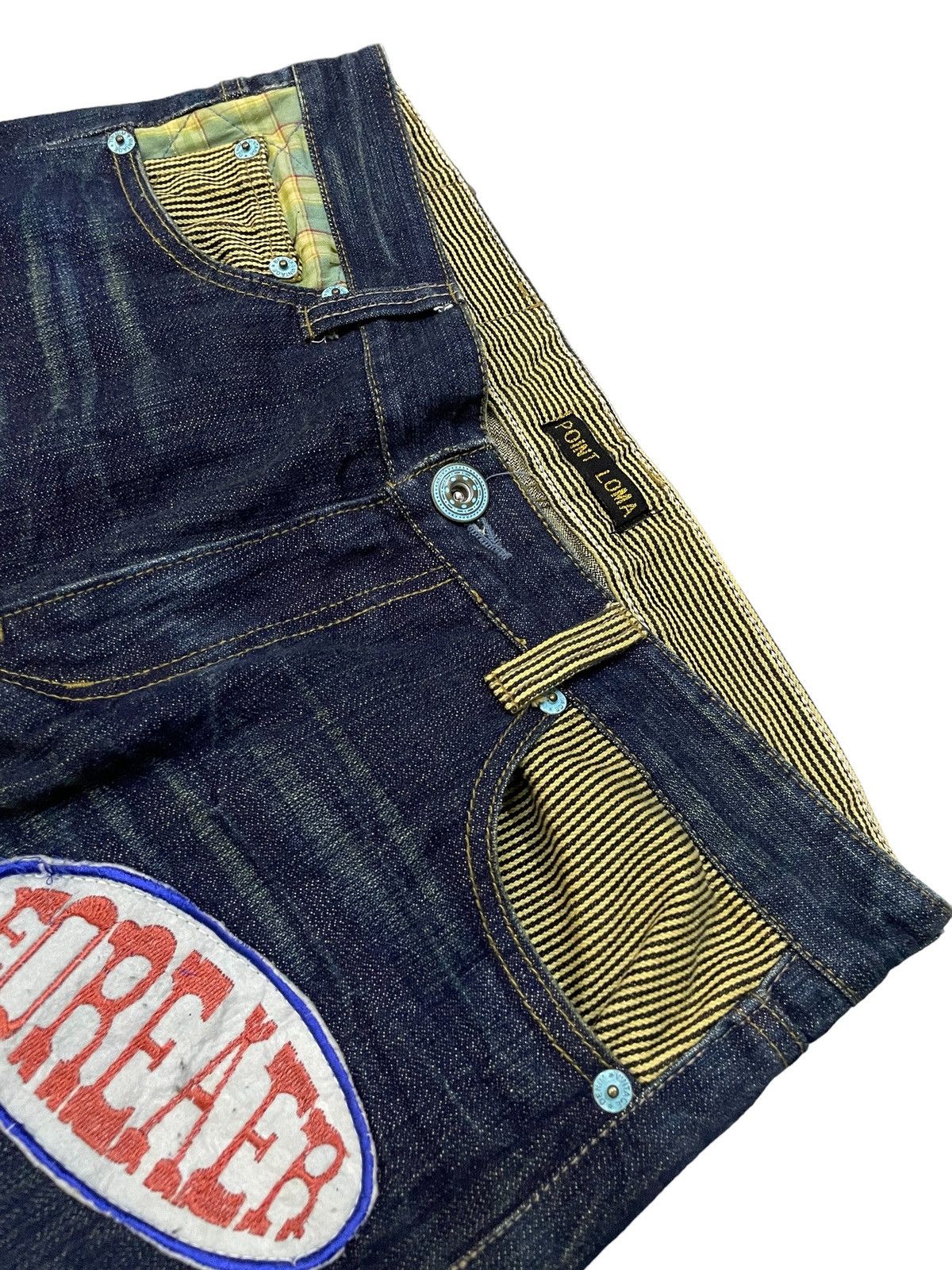Point Loma Japan Patched Distressed Paint Splatter Jeans