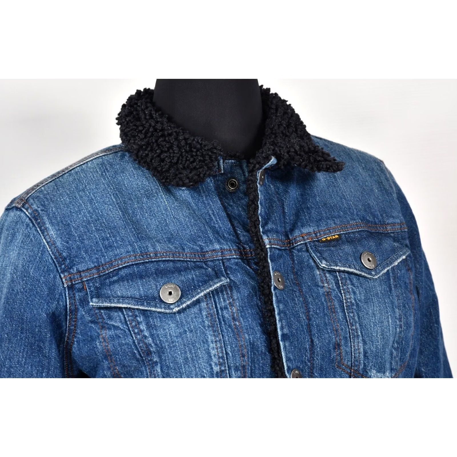 G-Star G-Star Raw 3301 Slim Sherpa Jacket WMN Sato Stretch Denim Blue M Women Jacket Sherpa Stretch Denim Slim Wool? (Note: original must be used) Size M / US 6-8 / IT 42-44 - 7 Thumbnail