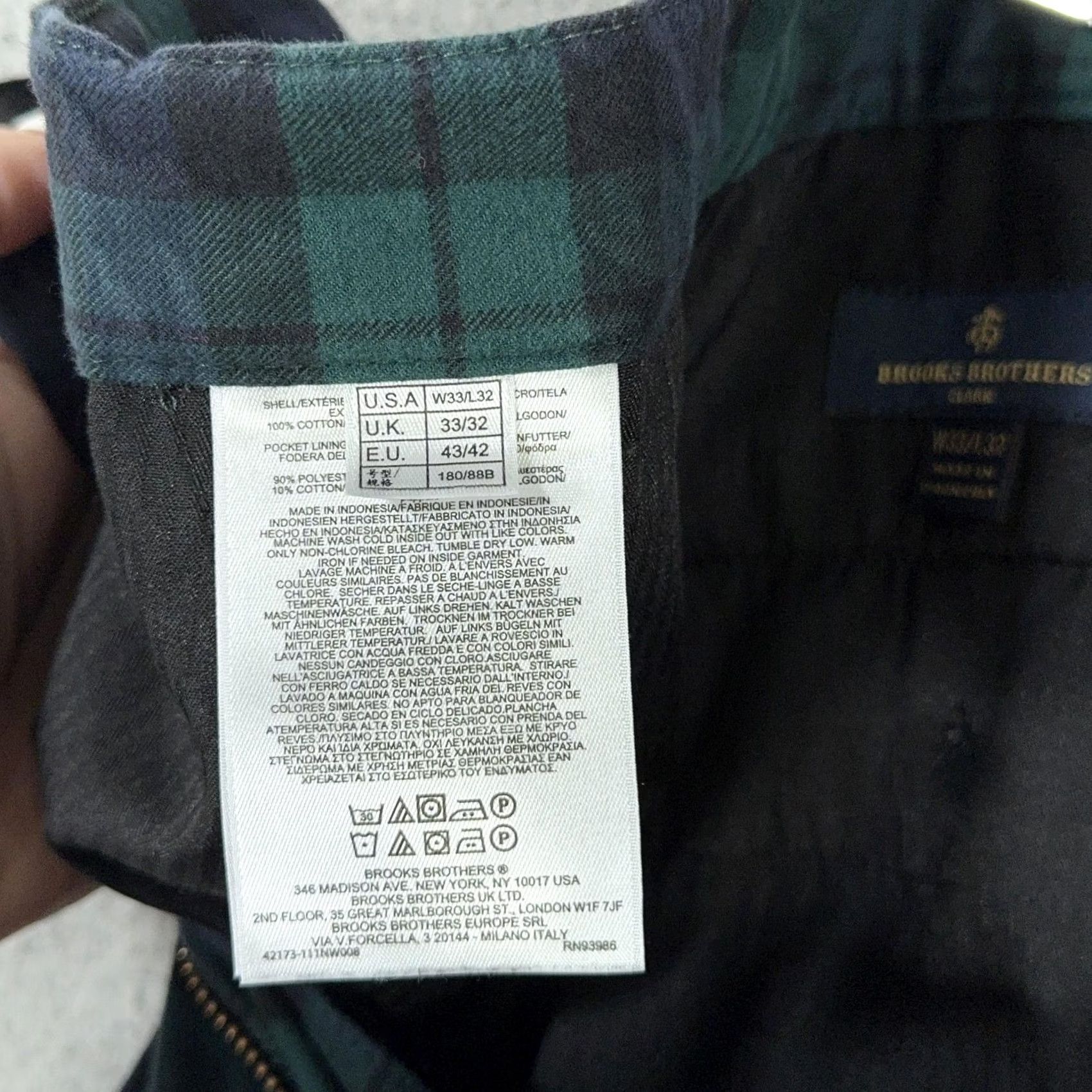 Brooks Brothers Brooks Brothers Clark Black Watch Plaid Pants Mens 33x32 Green Chino Flannel Size US 33 - 4 Thumbnail