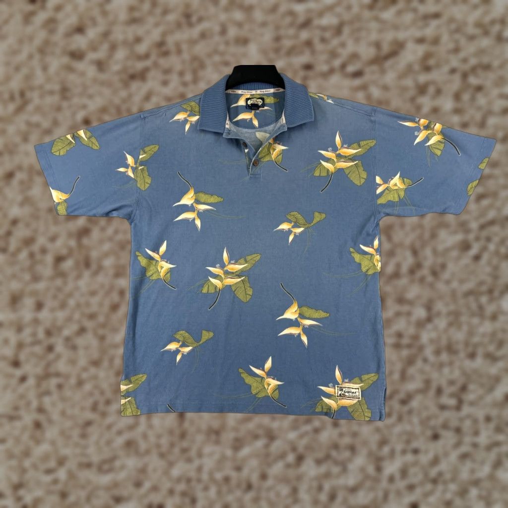 Tommy Bahama Tommy Bahama Polo Shirt Mens Large Blue Floral 100% Cotton Knit Polo Shirt Mens Blue Floral 100% Cotton Knit Size US L / EU 52-54 / 3 - 1 Thumbnail