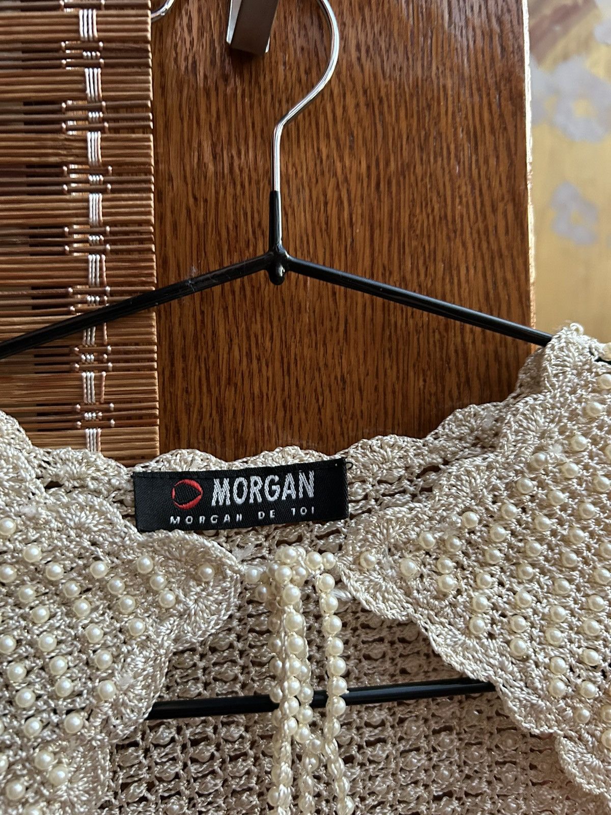 Morgan De Toi Y2K Morgan De Toi Crochet Beaded Bolero Shrug Tie Front Size ONE SIZE - 5 Thumbnail