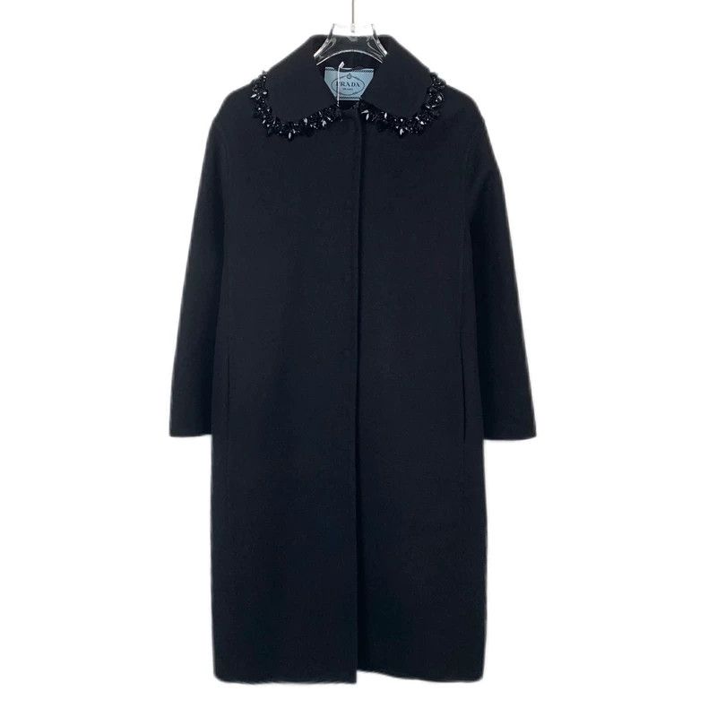 Prada Prada Size XS Black diamond lapel wool coat size XS 2501-Ne Size US XXS / EU 40 - 1 Thumbnail