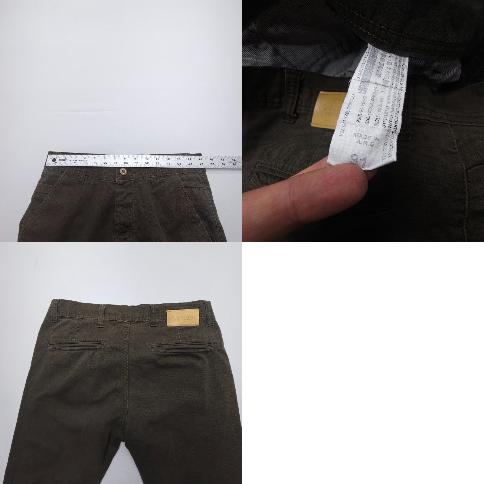 Vintage ALBERTO Slim Chino Pants Mens 31 Green Light Cotton 29" Inseam Button Fly Slim Straight Mens Clothing Casual Business 90s? Size US 31 - 8 Thumbnail