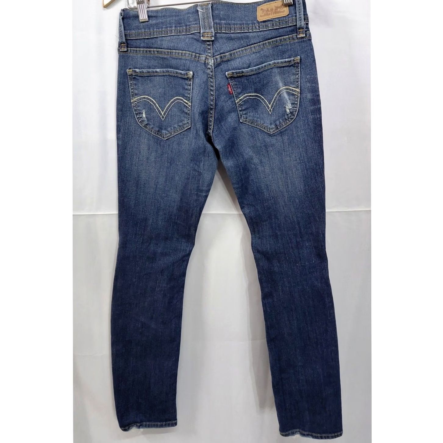 Vintage VINTAGE Levi’s 524 Too Superlow Skinny Jeans Women W27 L32 Distressed Knee Jeans Y2K Retro Blue Denim Cotton Elastane Size 27" / US 4 / IT 40 - 2 Thumbnail