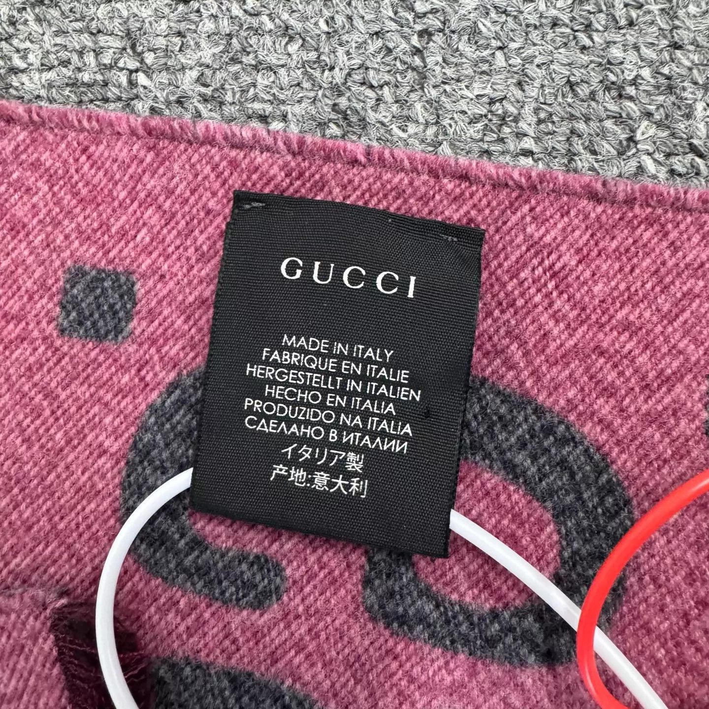 Gucci Gucci Pink Gray Colorblock GG Jacquard Wool Scarf Size ONE SIZE - 5 Thumbnail