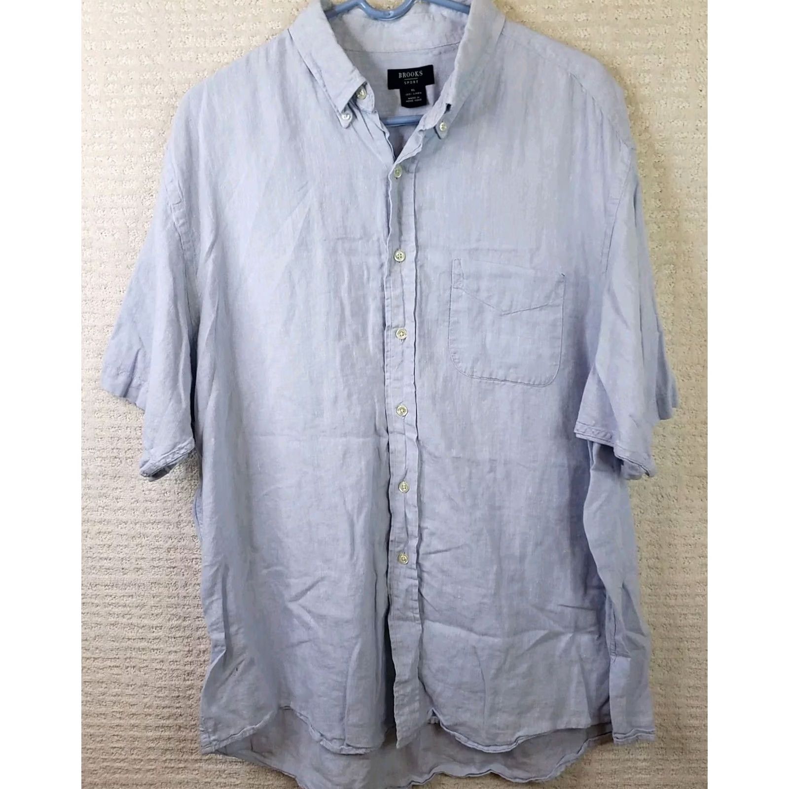 Brooks Brothers Brooks Brothers Sport 100% Linen Shirt Men's XL Blue Short Sleeve Button-Up Collared Casual Wear Size US XL / EU 56 / 4 - 2 Thumbnail