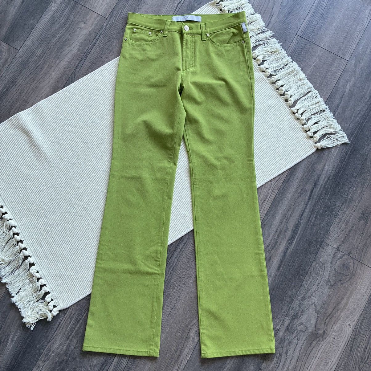 Versace Jeans Couture Versace Jeans Couture Women’s Lime Green Nylon Flared Pants Size 30" / US 8 / IT 44 - 1 Thumbnail