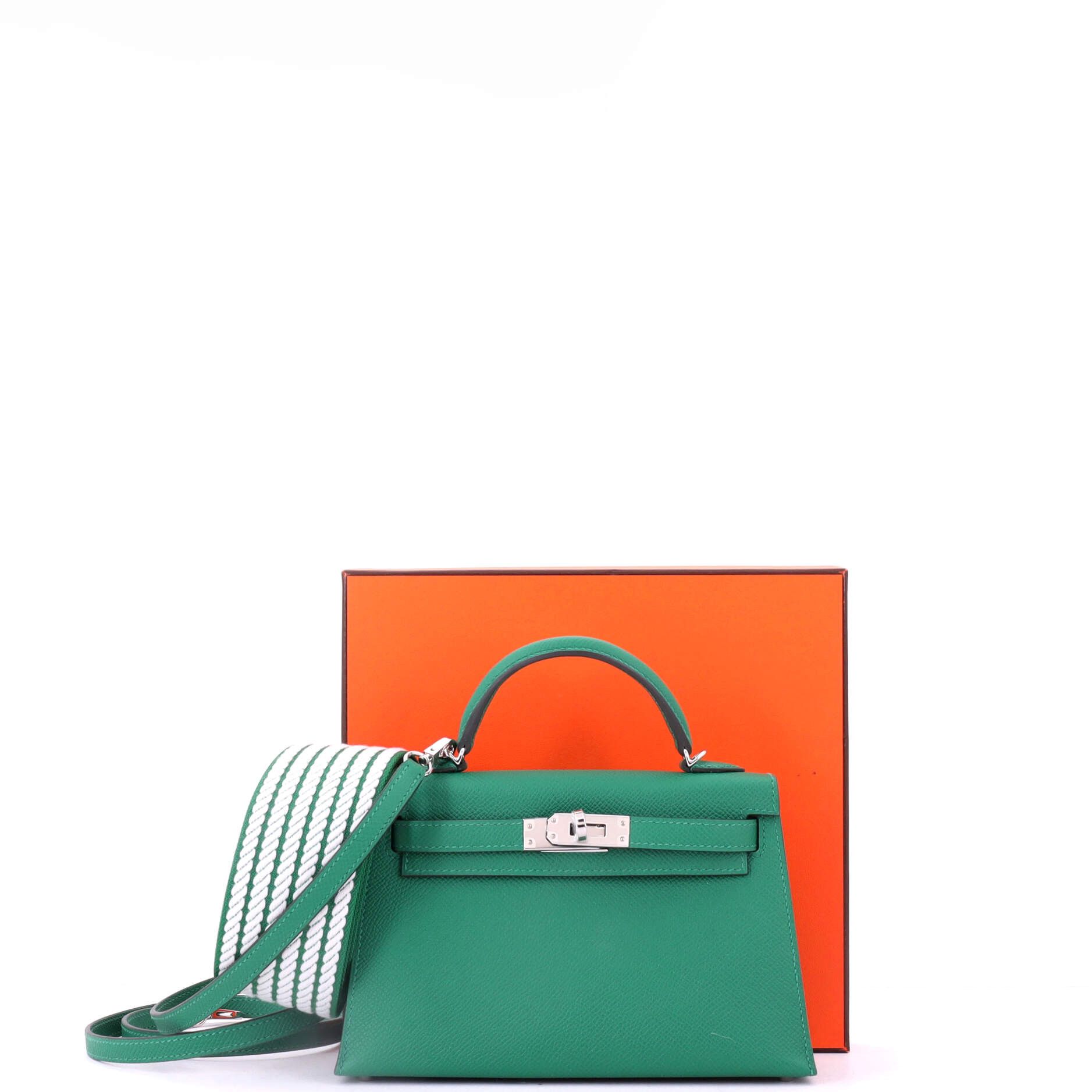 Hermes Kelly Mini II Bag Green Epsom with Palladium Hardware Size ONE SIZE - 1 Thumbnail