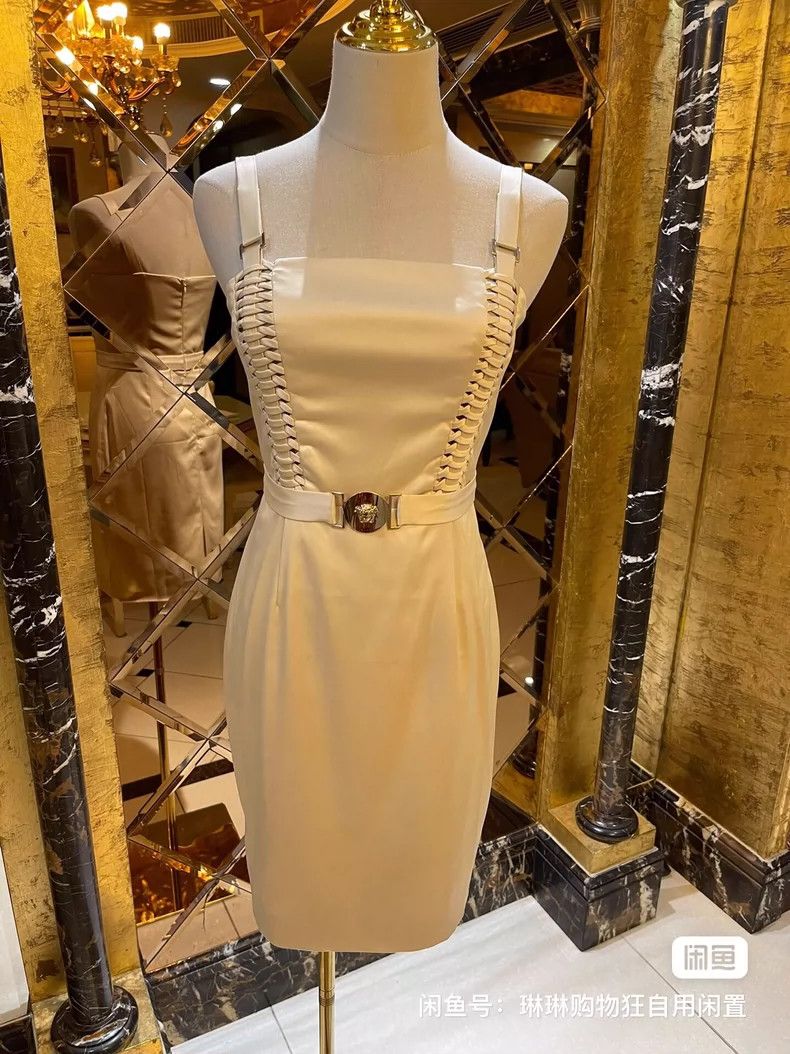 Versace Versace Satin champagne dress dress three-dimensional slim Size M / US 6-8 / IT 42-44 - 2 Thumbnail