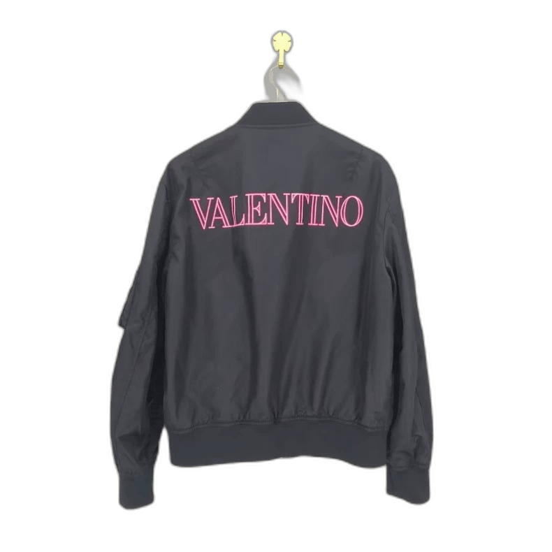 Valentino Valentino Black Pink Logo Flight Jacket Size US L / EU 52-54 / 3 - 1 Thumbnail