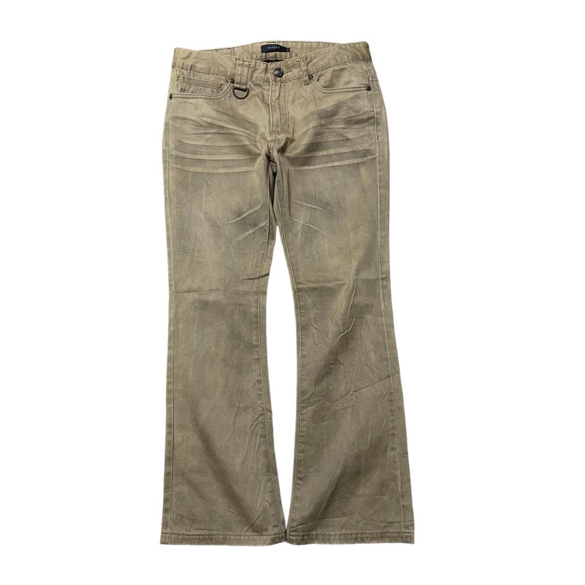 💥- JapaneseBrand Roshell Brown “Mudwash” Flared Jeans .