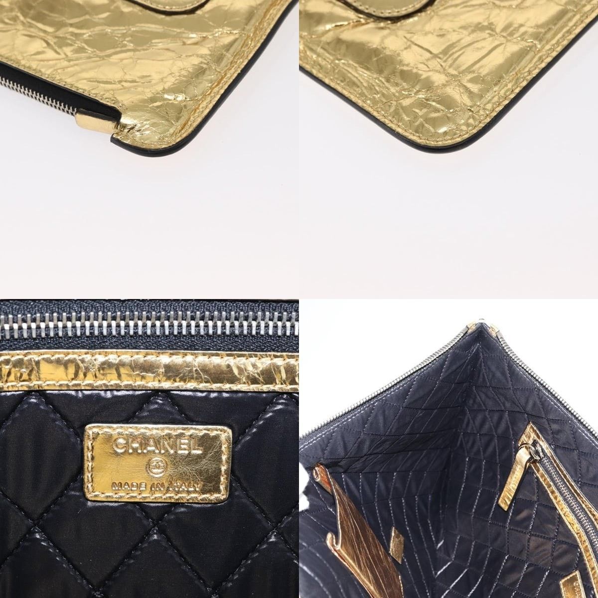 Chanel Chanel Clutch Bag Leather Gold CC Size ONE SIZE - 6 Thumbnail