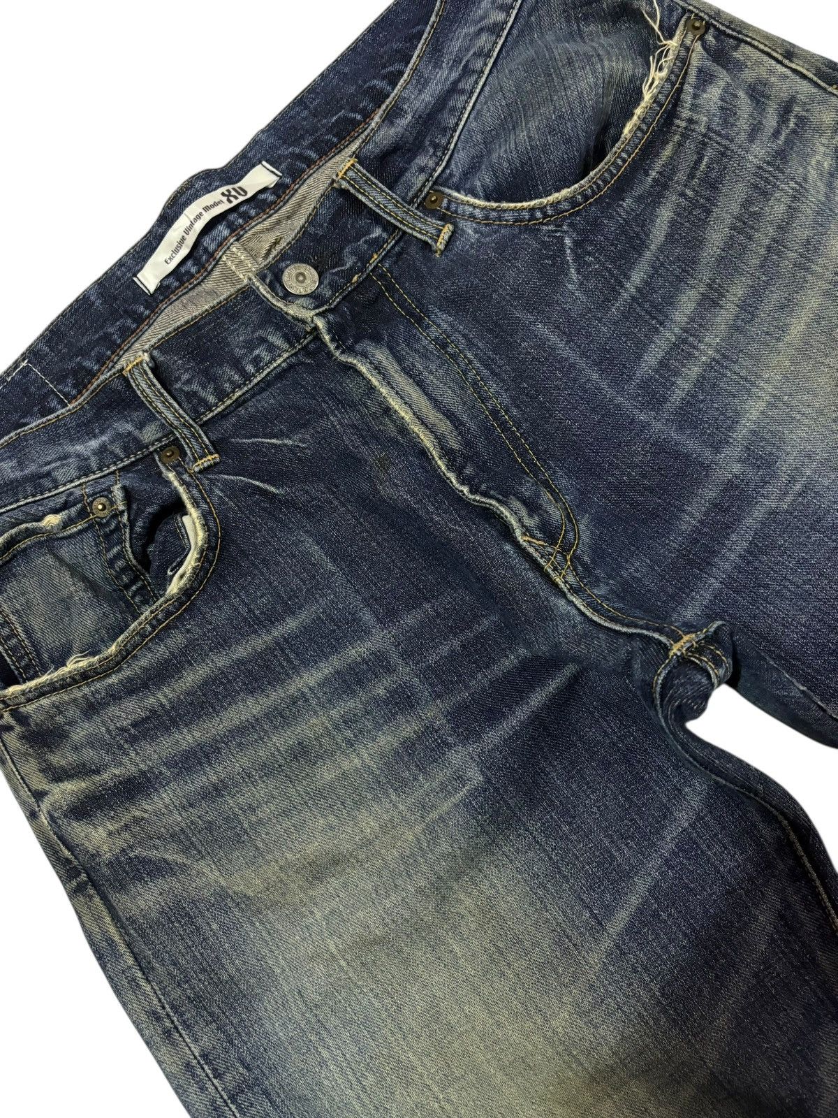 Edwin Vtg Edwin XV Japan Distressed Jeans Size US 35 - 3 Thumbnail