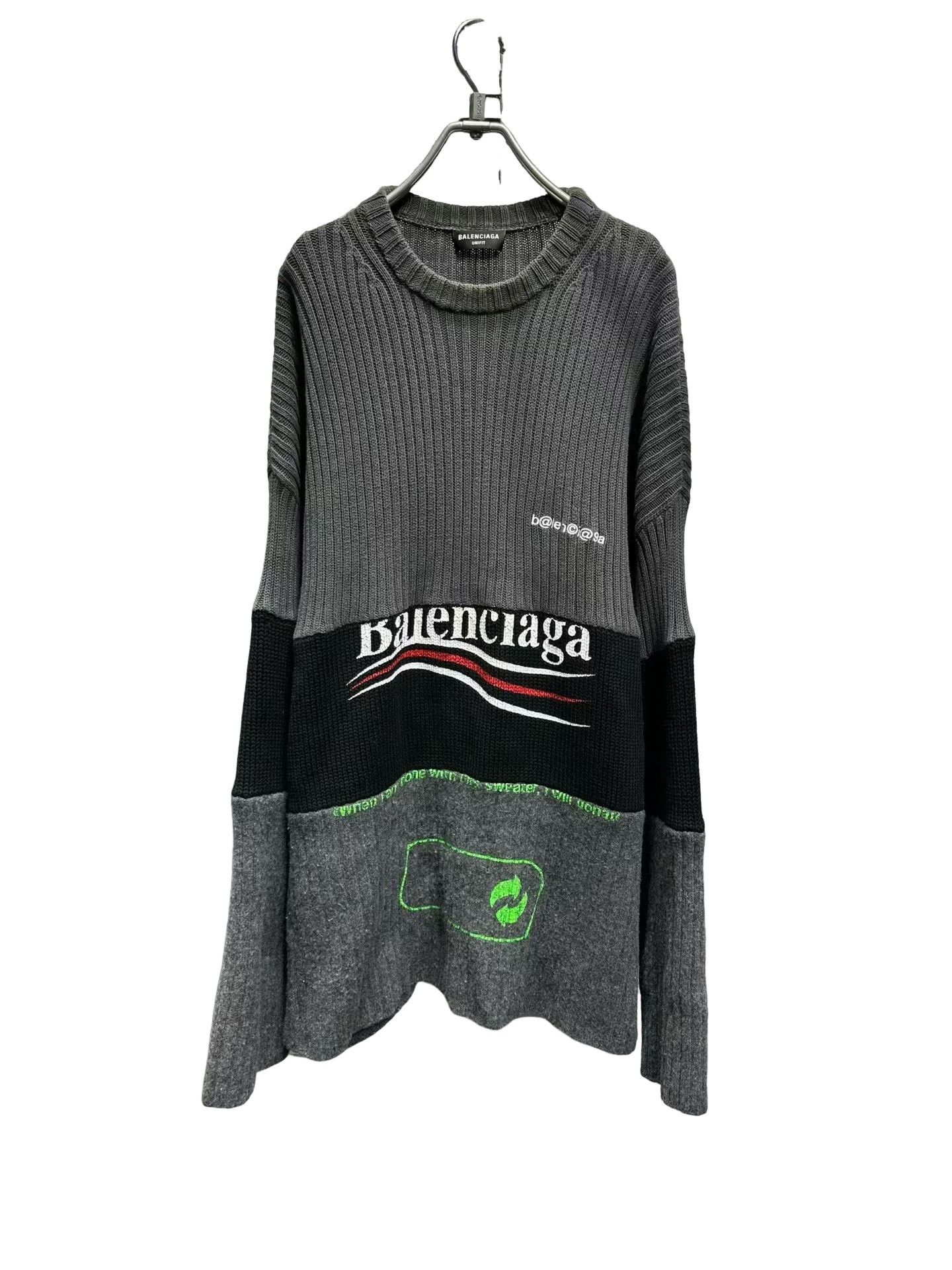 Balenciaga Balenciaga Color Block Logo Knit Sweater Size M Size US M / EU 48-50 / 2 - 1 Thumbnail