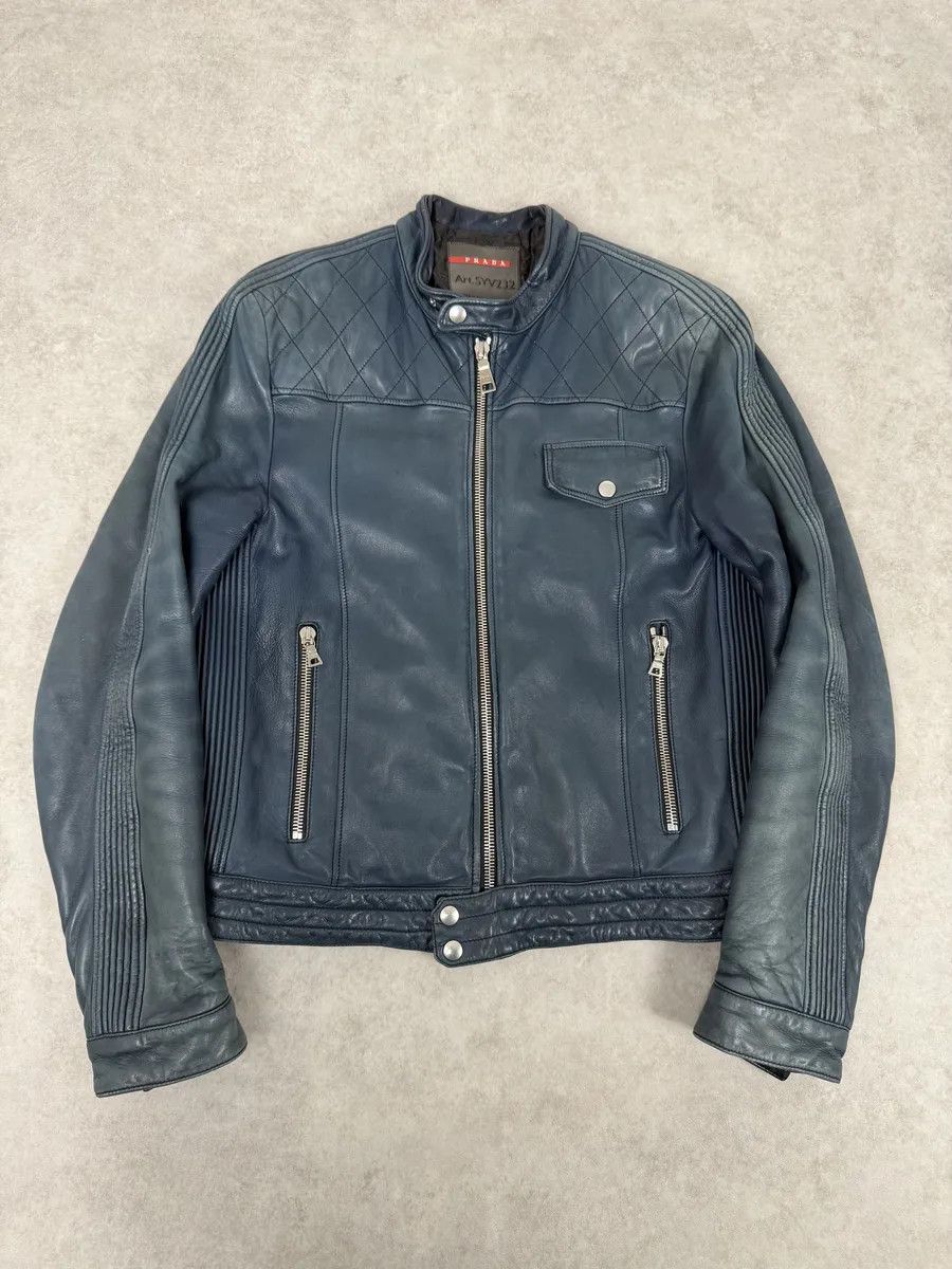 Prada AW2008 Prada Navy Biker Leather Jacket Size US M / EU 48-50 / 2 - 1 Thumbnail