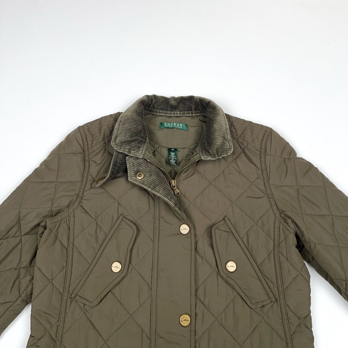Lauren Ralph Lauren Ralph Lauren Quilted Khaki Olive Jacket Green Corduroy Neck Size XS / US 0-2 / IT 36-38 - 8 Thumbnail