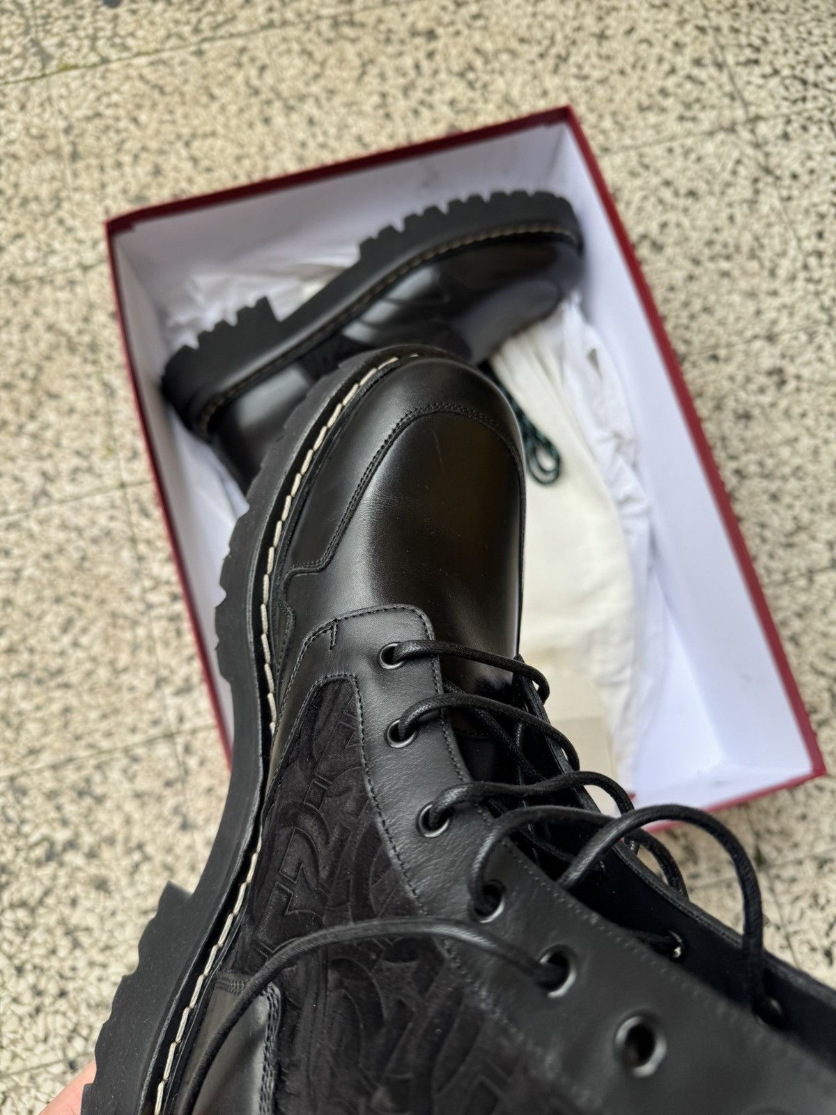 Salvatore Ferragamo BNWT FERRAGAMO Men Luri Lace Up Combat Boots $1395 Size 9.5 Size US 9.5 / EU 42-43 - 7 Thumbnail