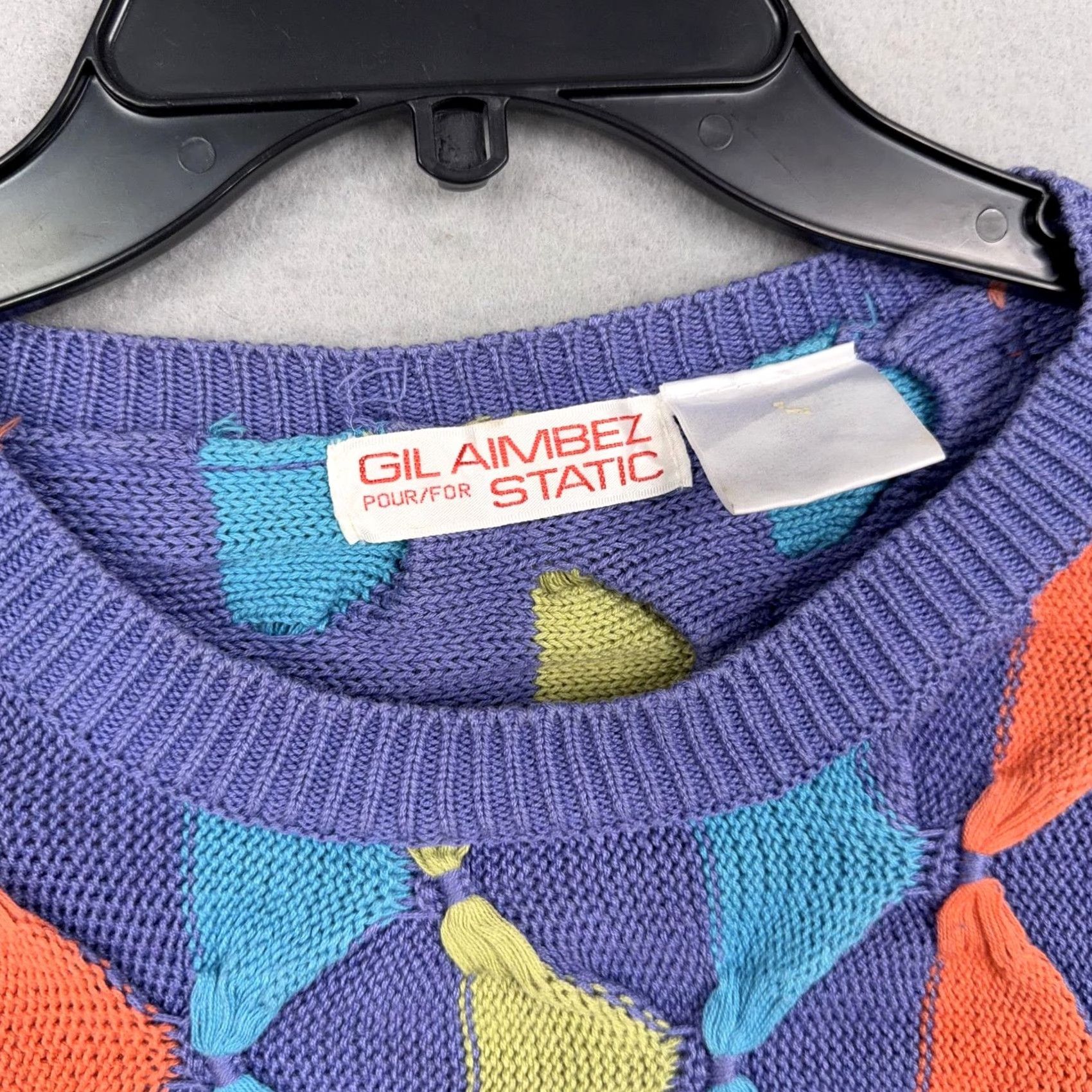 Vintage VINTAGE Gil Aimbez Static Sweater Womens S Purple Neon 3D Knit 80s Style Pullover Dolman Womens Size S / US 4 / IT 40 - 4 Thumbnail