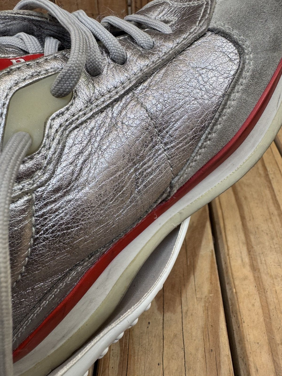 Prada Prada Women’s silver leather sneakers EUR 37 USA 7 Uk 4 Size US 7 / IT 37 - 9 Thumbnail