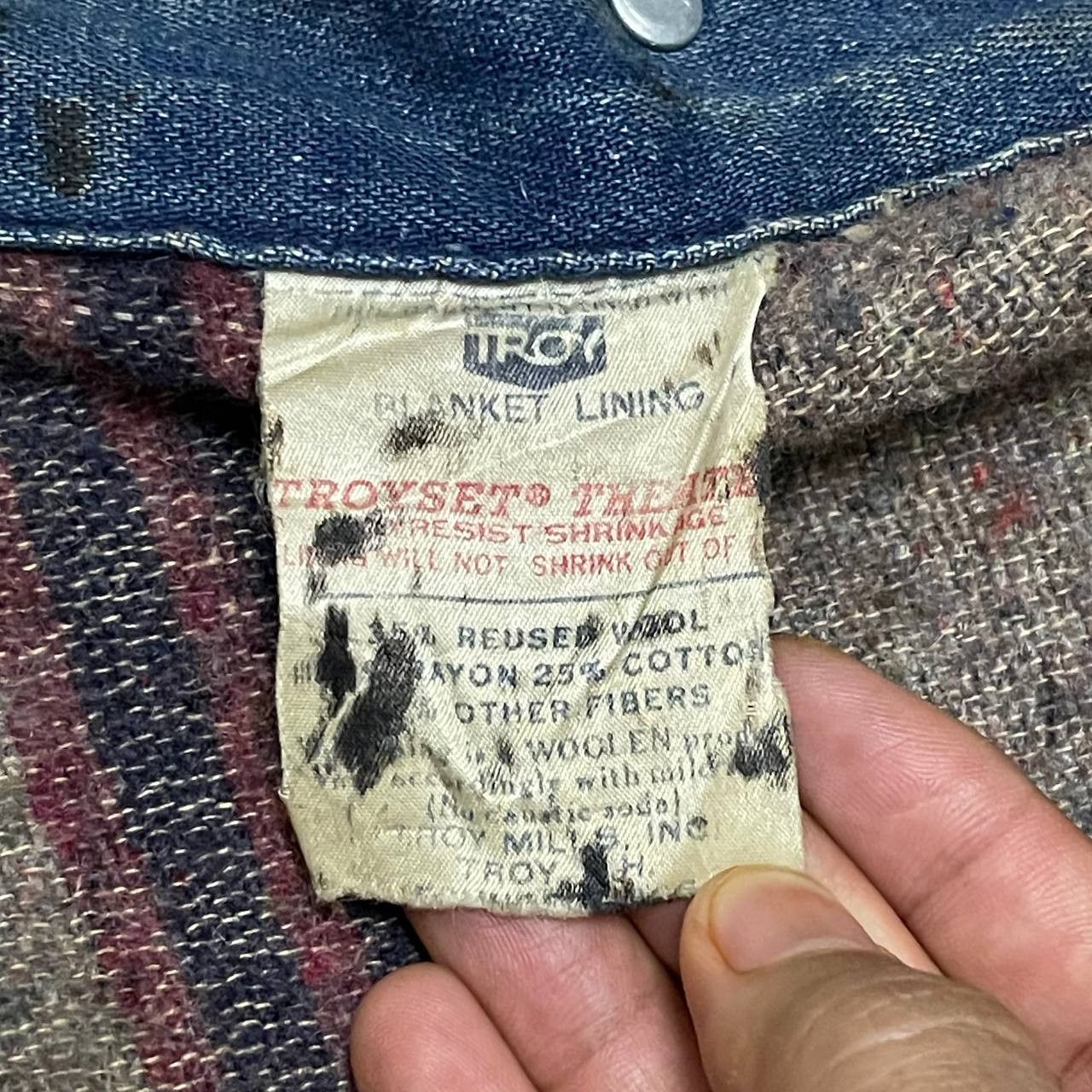 Sears Vintage 50's Sears Troy Blanket Denim Thrashed Jacket Paint Size US L / EU 52-54 / 3 - 11 Thumbnail