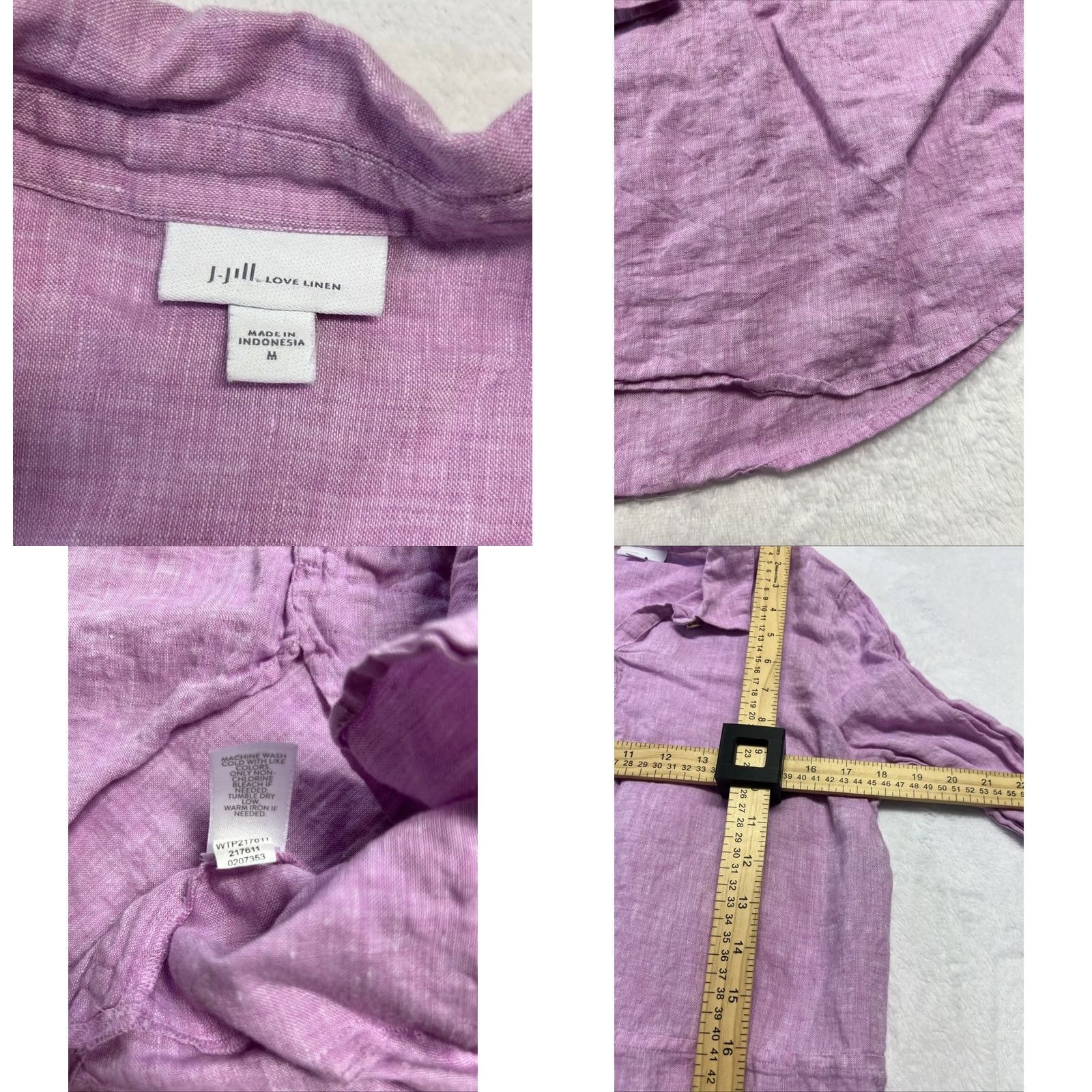 J. Jill J. Jill Love Linen Tunic Top Blouse M Lilac 100% Linen Long Sleeve Popover Collared Buttoned Relaxed Fit Women Linen Top Size M / US 6-8 / IT 42-44 - 8 Thumbnail