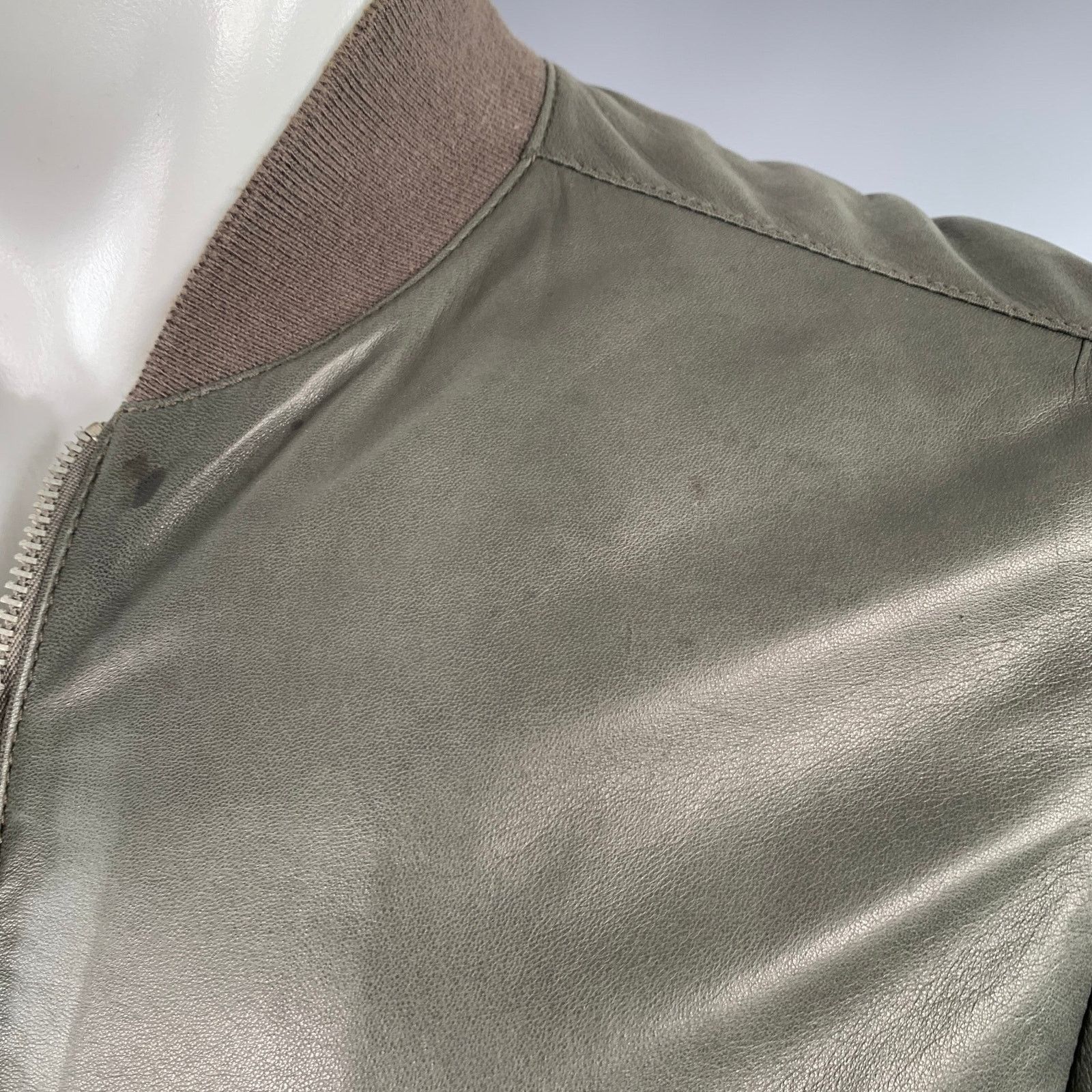 Allsaints ALLSAINTS Size M Green Olive Sheepskin Leather Bomber Jacket Size US M / EU 48-50 / 2 - 5 Thumbnail