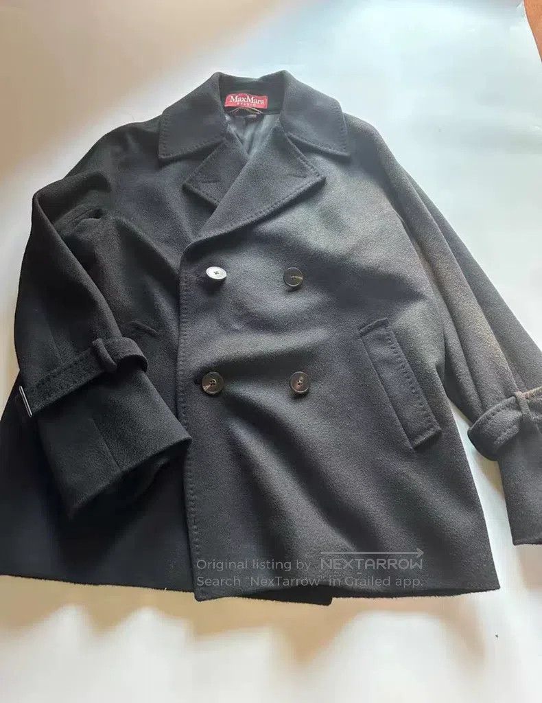 Max Mara Max Mara Black Wool Coat Size L / US 10 / IT 46 - 2 Thumbnail