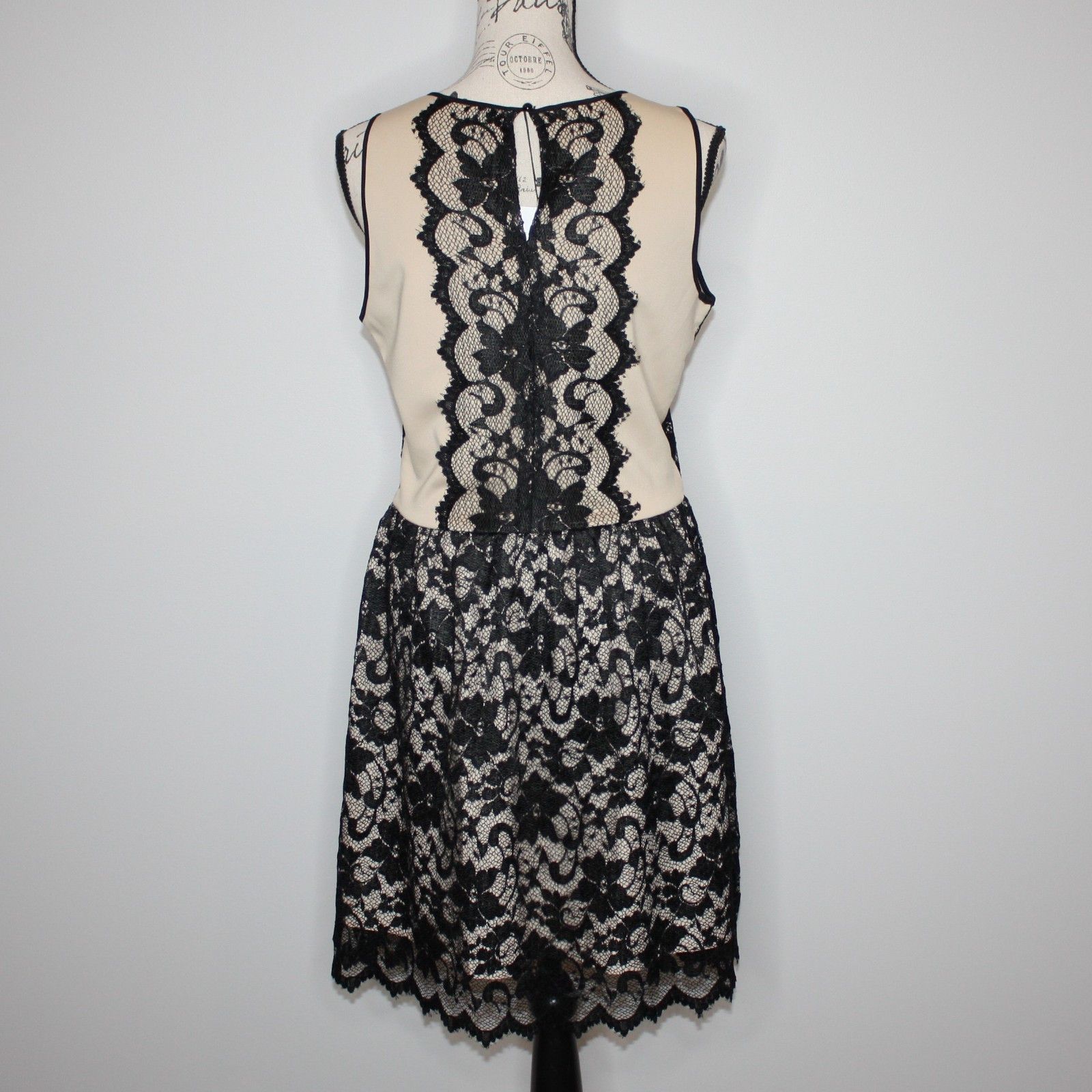 Other Wyatt Black Stretch Lace & Nude Silk Skirt Dress MSRP $260 Size L / US 10 / IT 46 - 13 Thumbnail