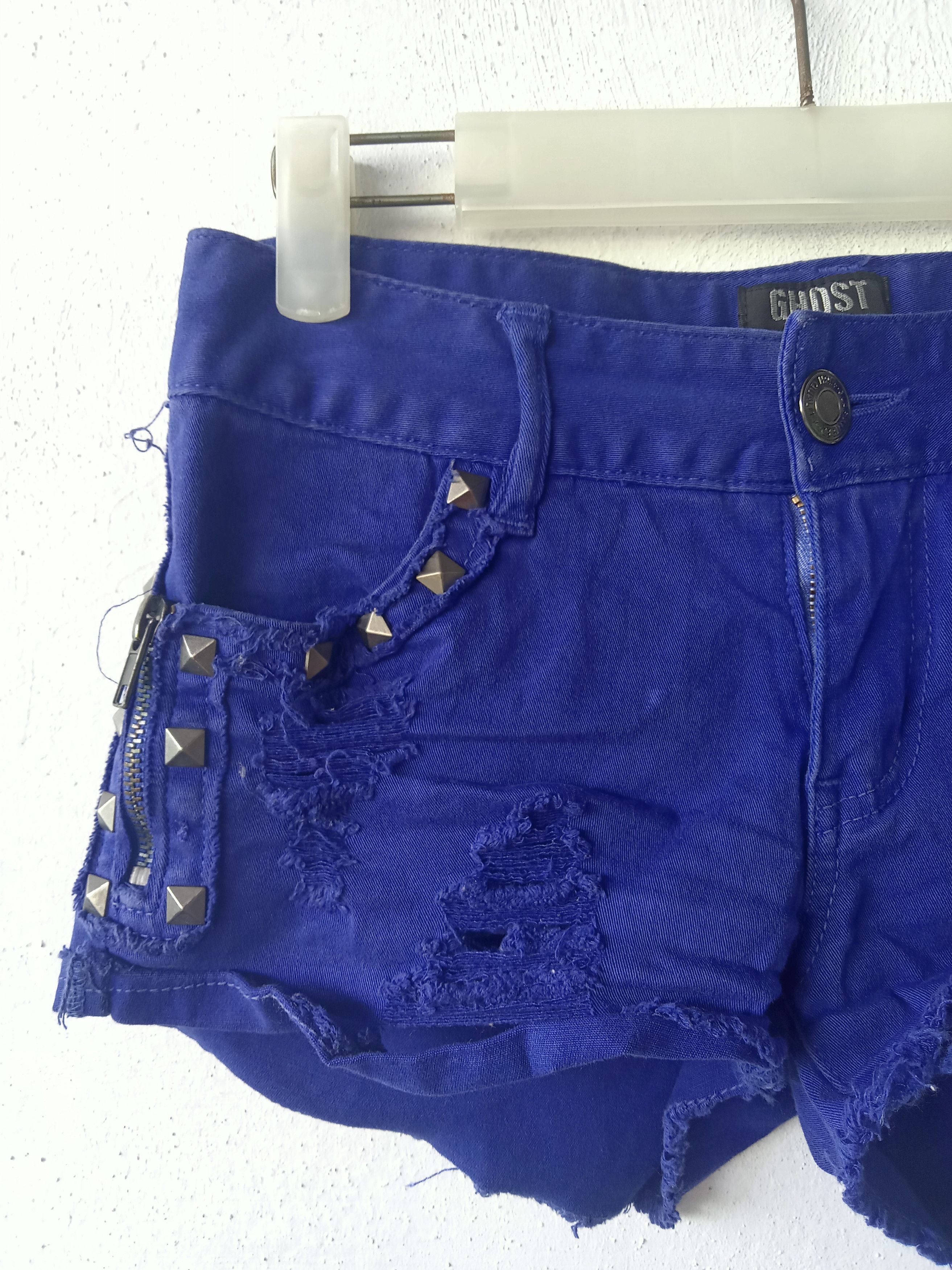 Japanese Brand Ghost of Harlem Distressed Ripped Studbutton Short Pants Size 26" / US 2 / IT 38 - 3 Thumbnail